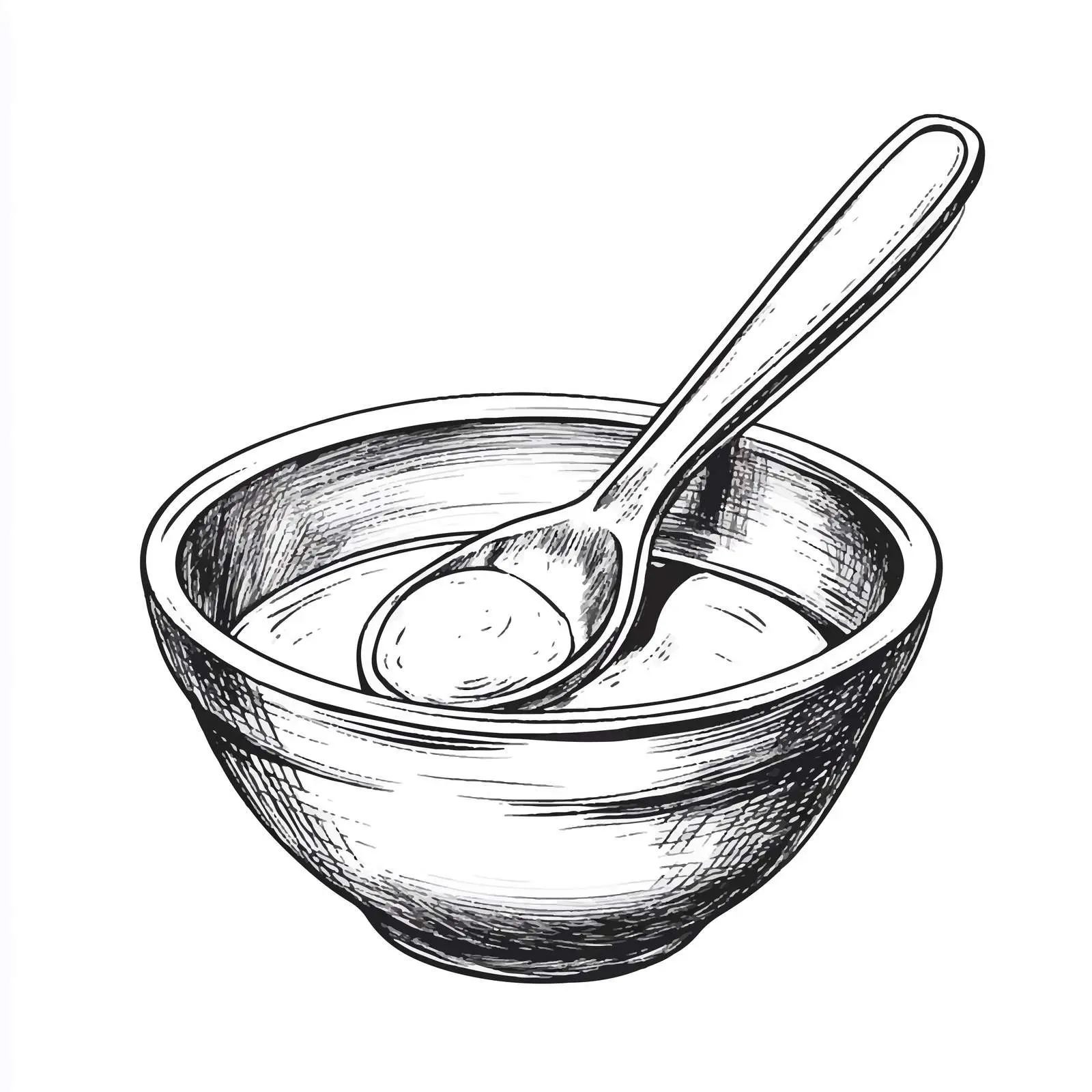 Hand-Drawn Bowl and Spoon Sketch for Waxing – free waxing image from Dotvec