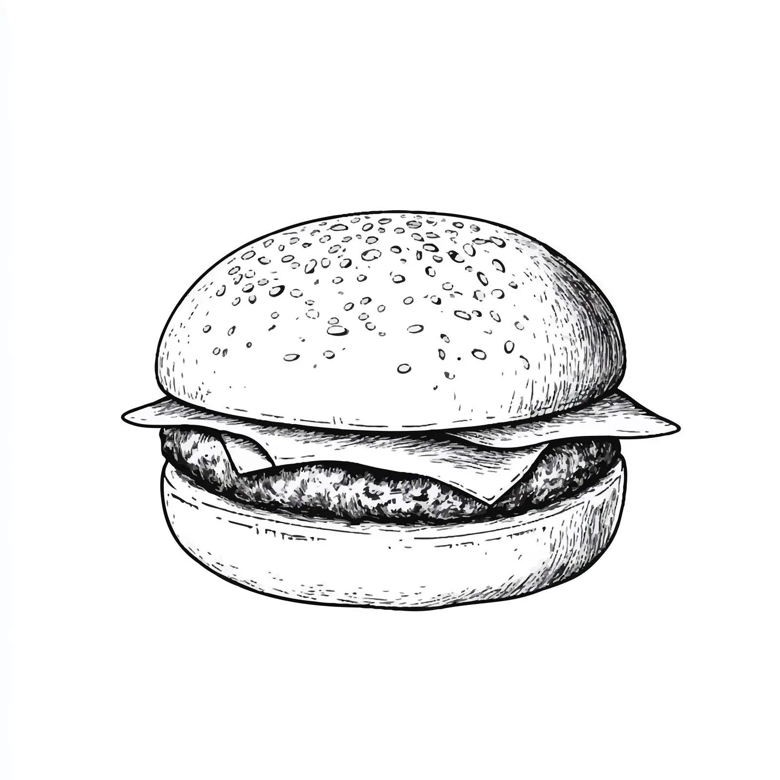 Hand-Drawn Burger Bun Sketch on White Background — free download from Dotvec