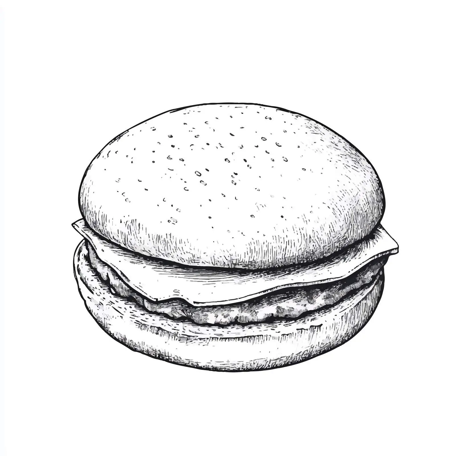 Hand-Drawn Burger Bun Sketch on White Background — free download from Dotvec