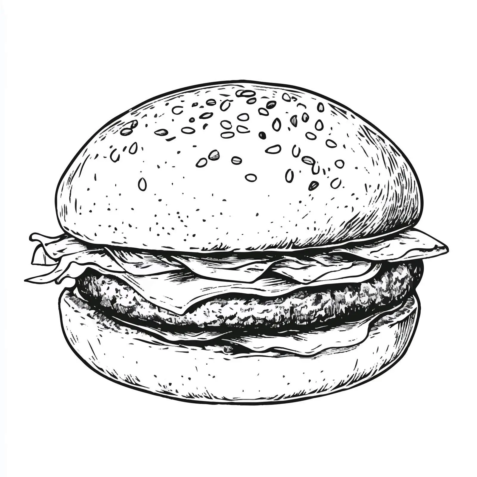Hand-Drawn Burger Bun Sketch on White Background — free download from Dotvec