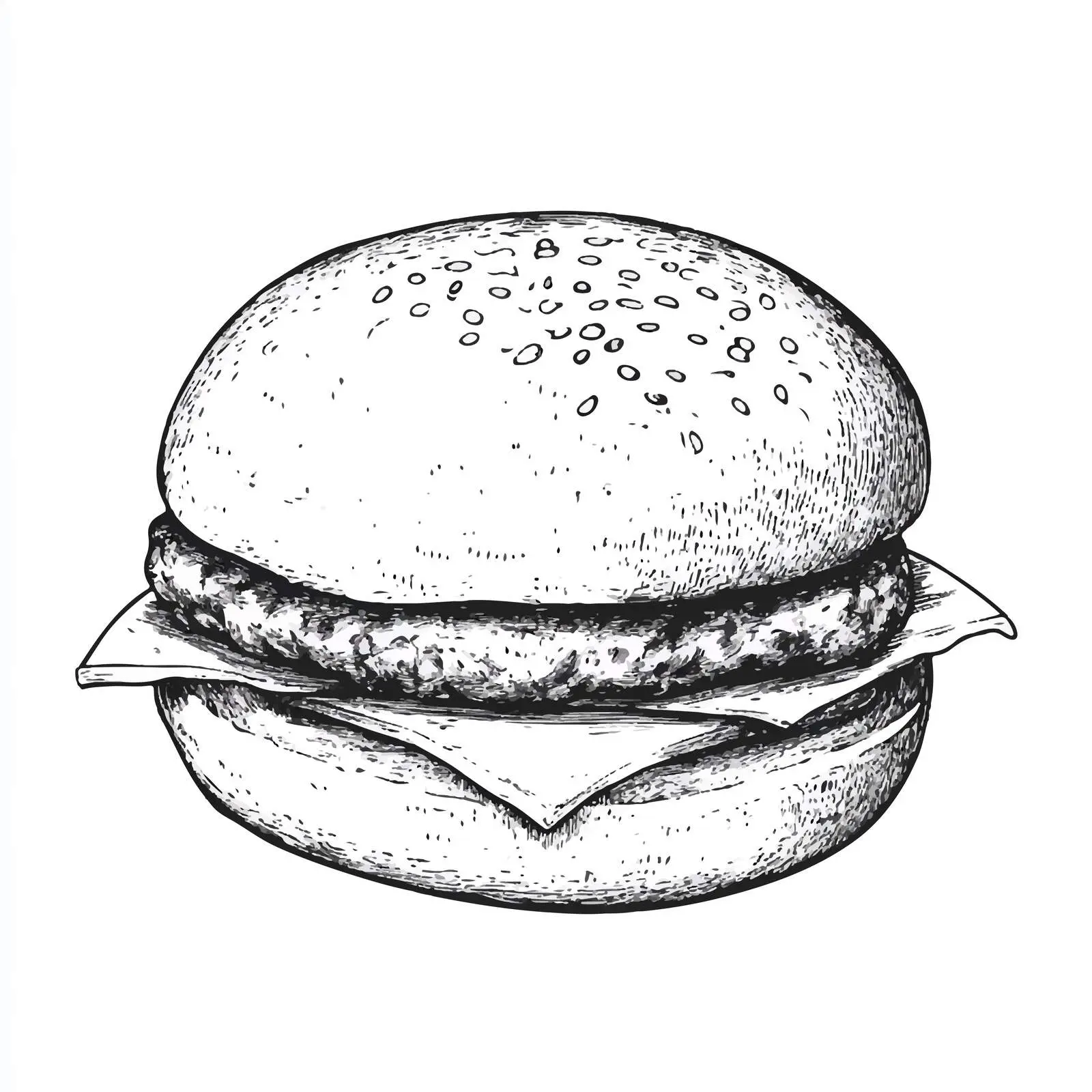 Hand Drawn Burger Bun Sketch on White Background — free download from Dotvec