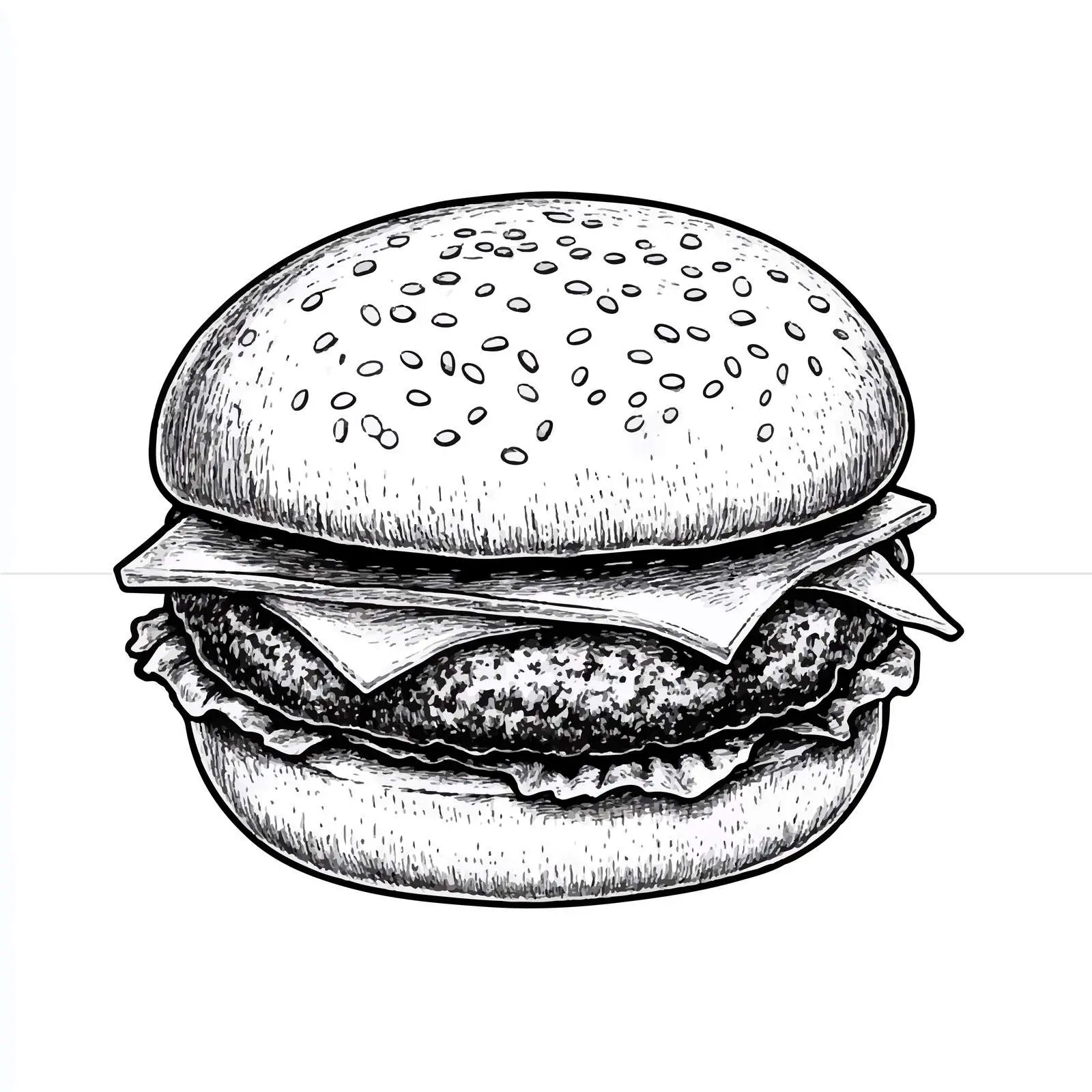 Hand-Drawn Burger Bun Illustration on White Background — free download from Dotvec