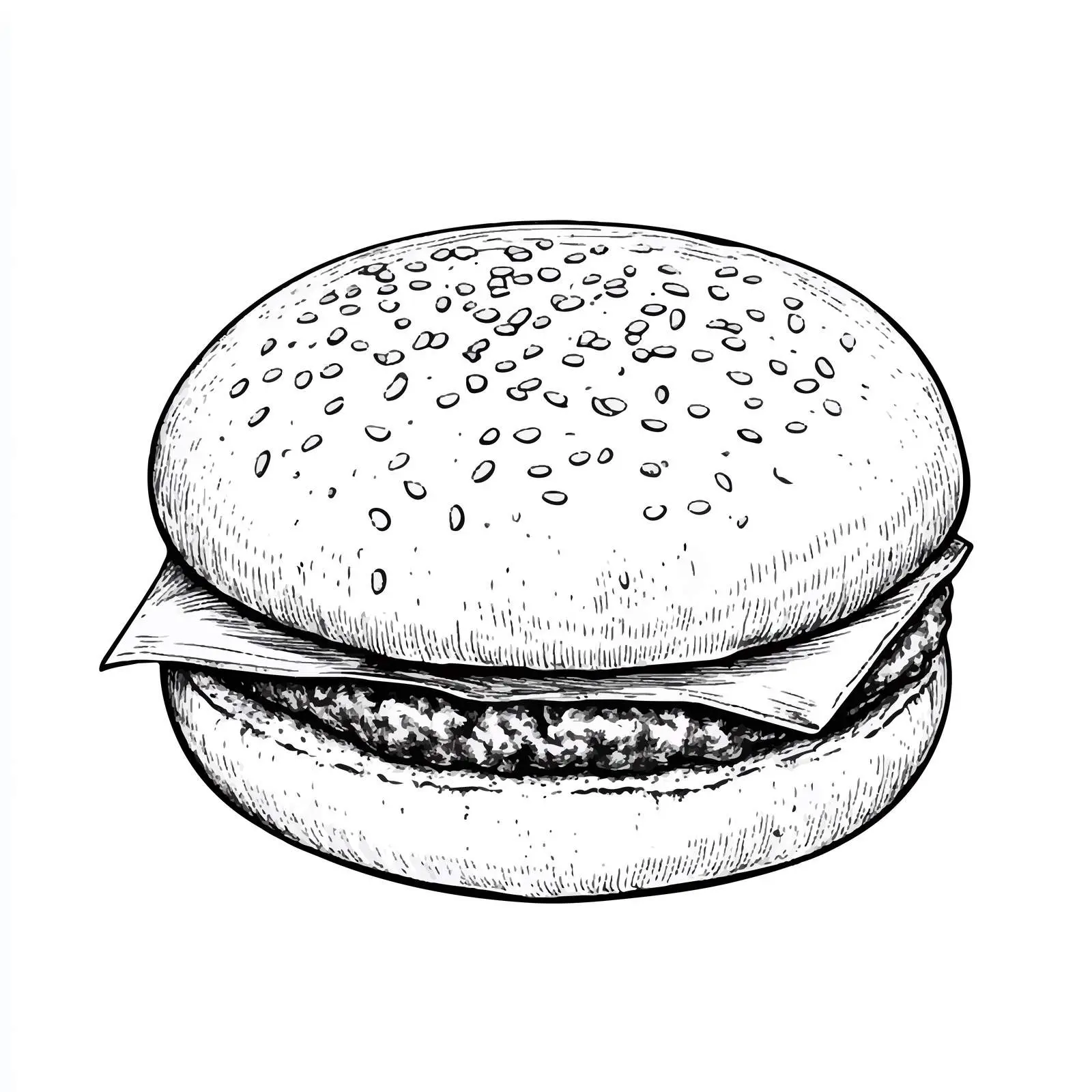 Hand-Drawn Burger Bun Sketch on White Background – free fast casual image from Dotvec