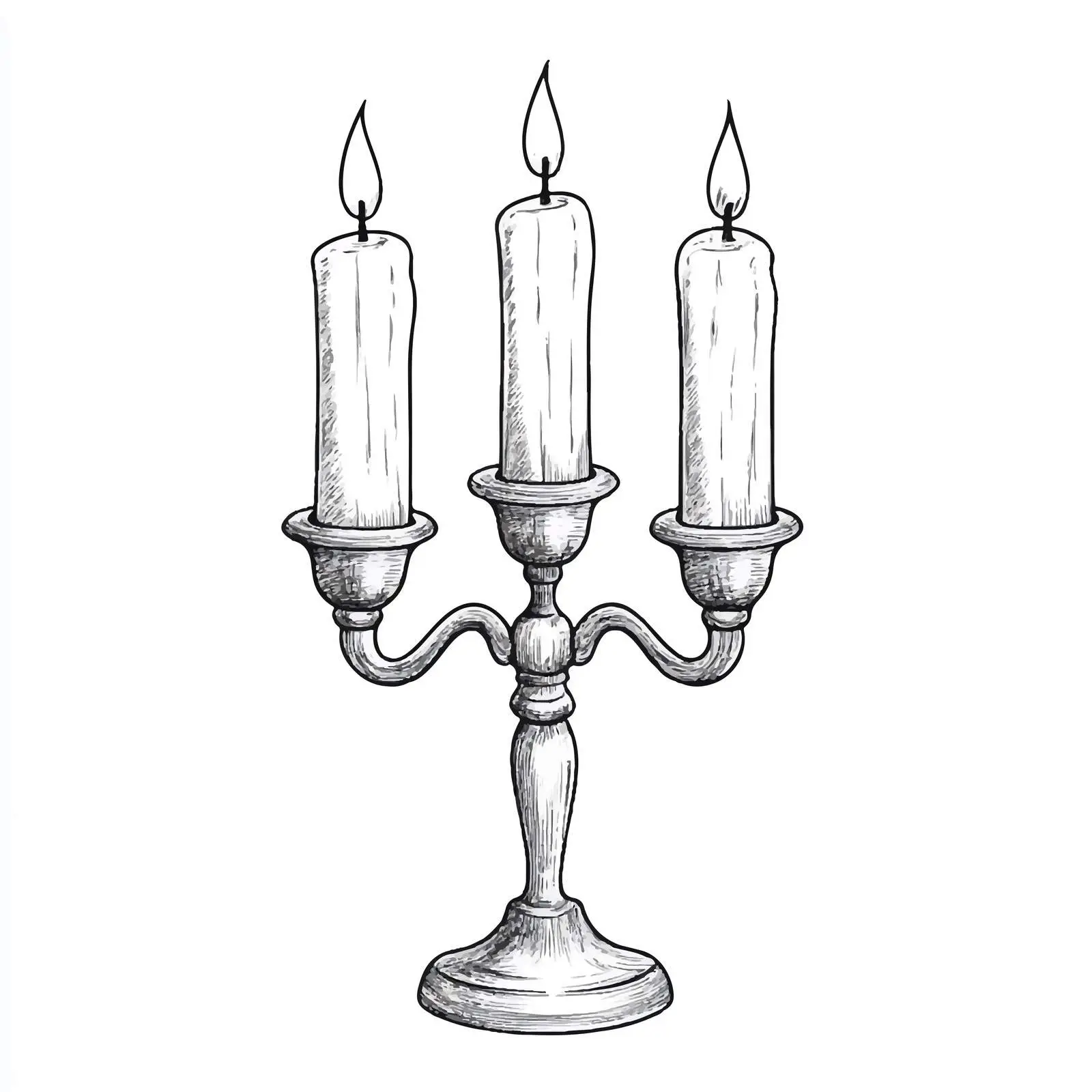 Hand-Drawn Candelabra with Candles Sketch — free download from Dotvec