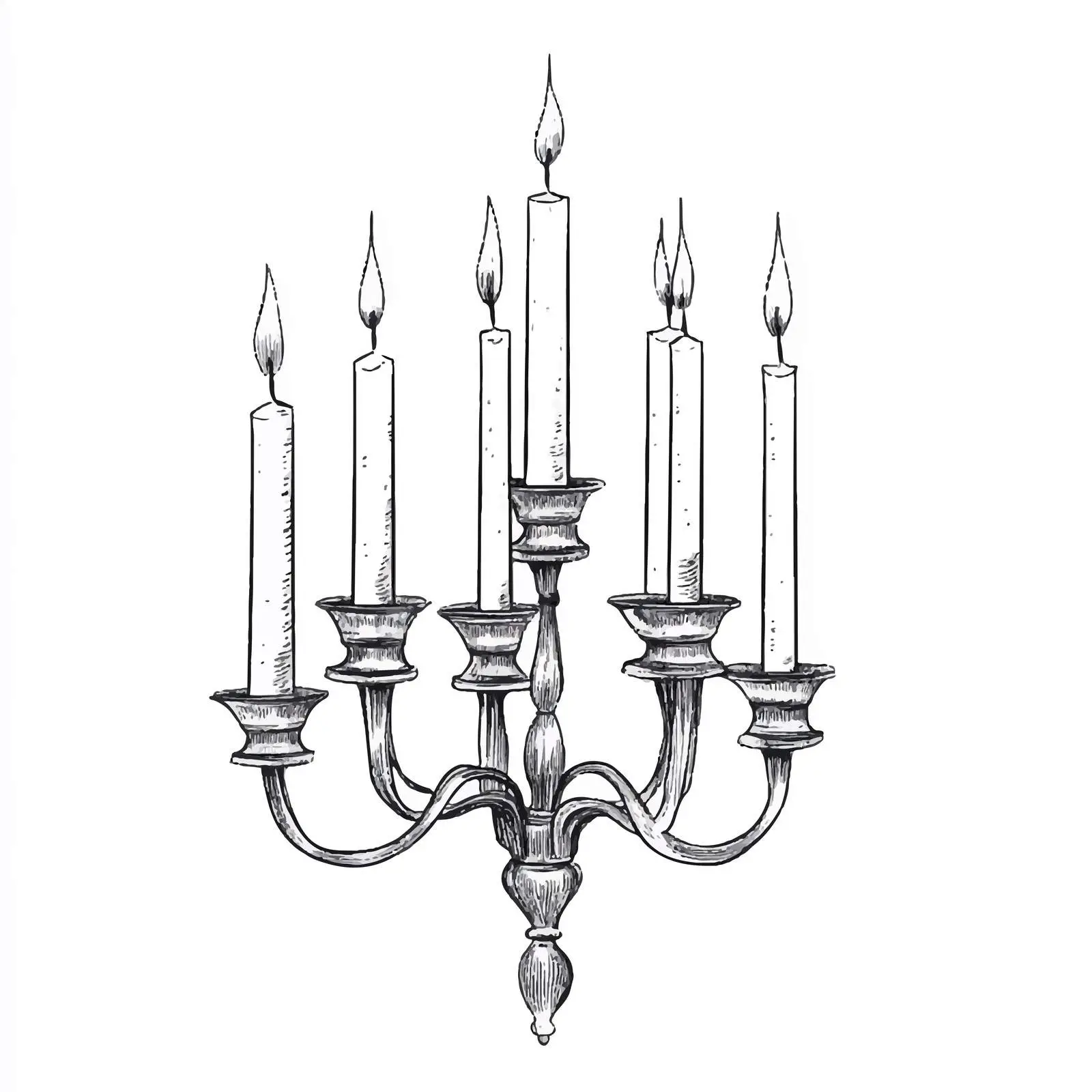 Hand Drawn Candelabra with Candles Sketch — free download from Dotvec