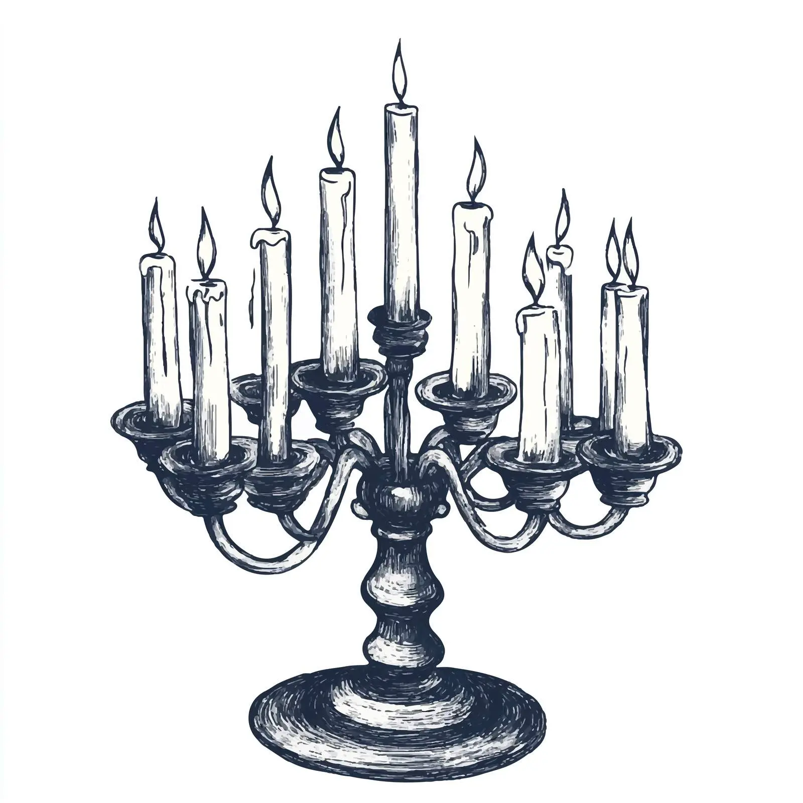Hand-Drawn Candelabra Sketch with Candles — free download from Dotvec