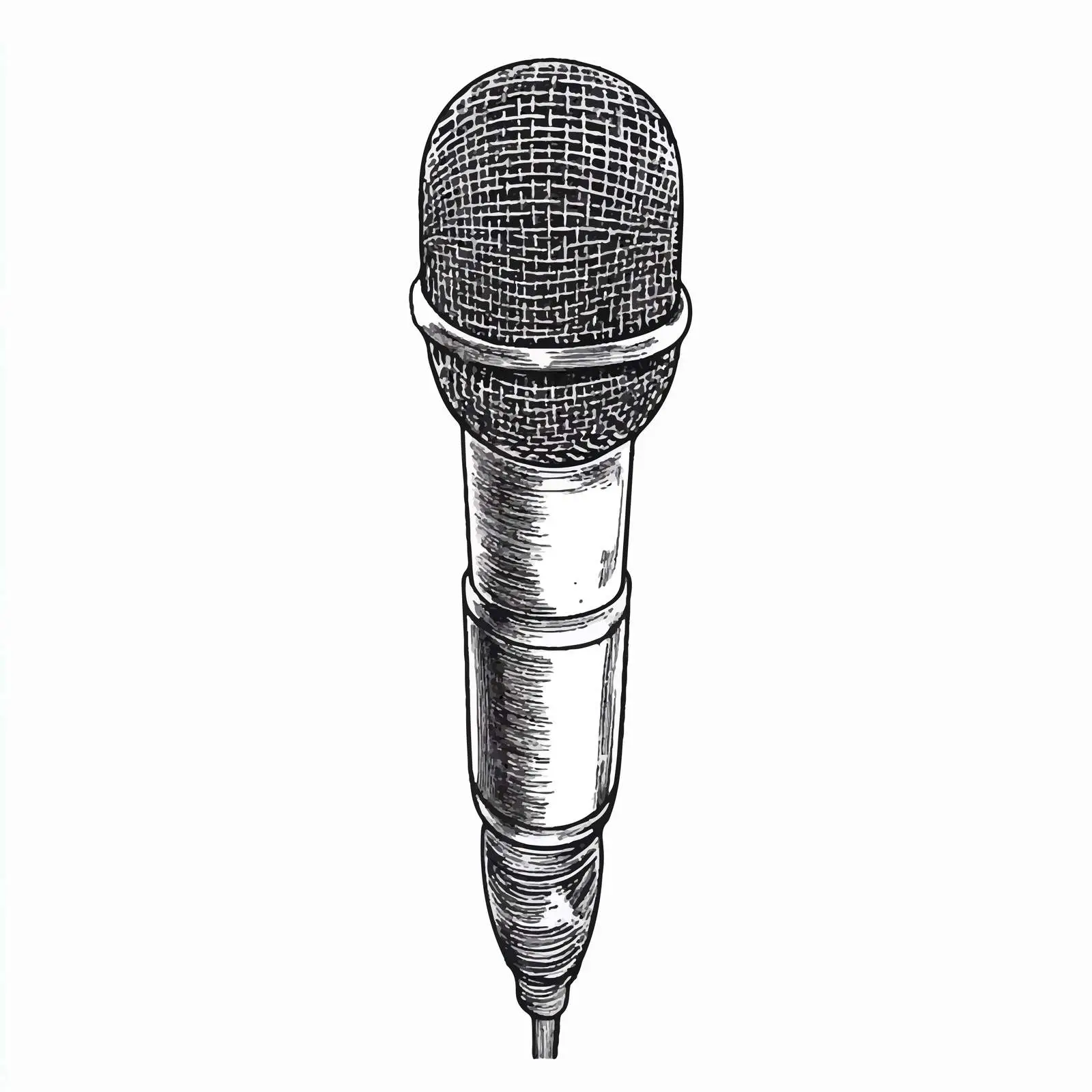 Hand-Drawn Carbon Microphone Sketch on White Background — free download from Dotvec