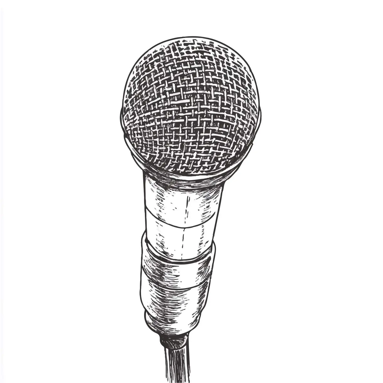 Hand-Drawn Carbon Microphone Sketch on White Background — free download from Dotvec