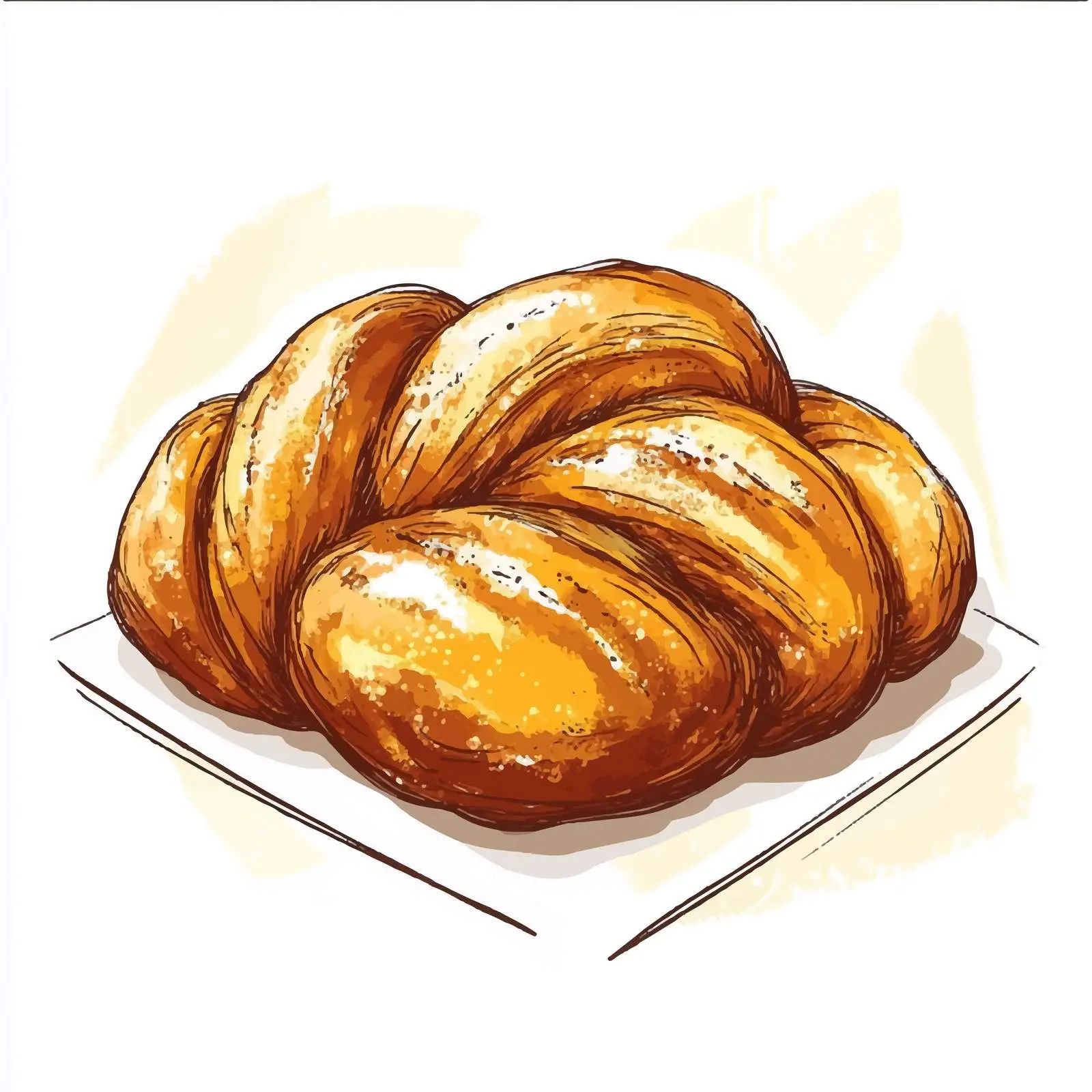 Hand-Drawn Challah Bread Sketch on White Background — free download from Dotvec