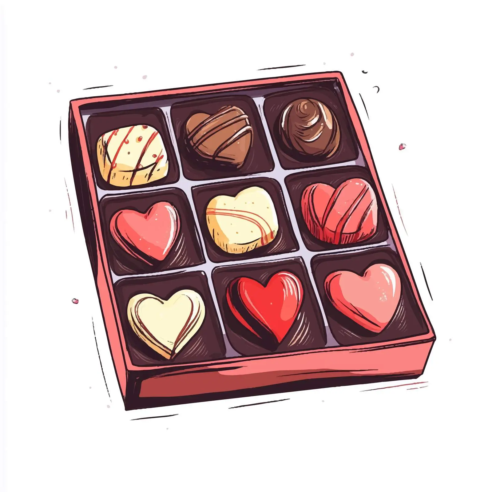 Hand-Drawn Chocolate Sweets Box Illustration — free download from Dotvec