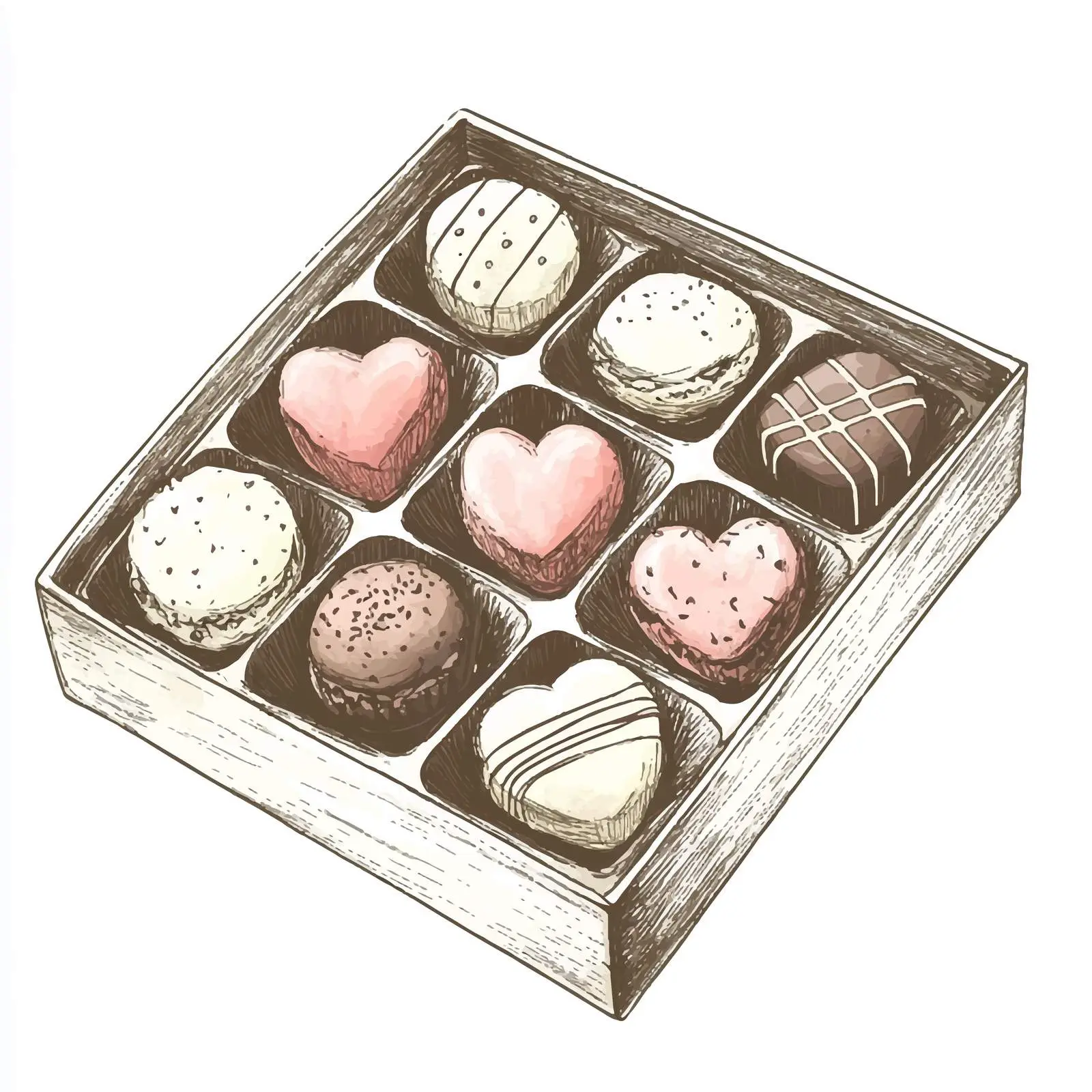 Hand-Drawn Chocolate Sweets Box Illustration — free download from Dotvec