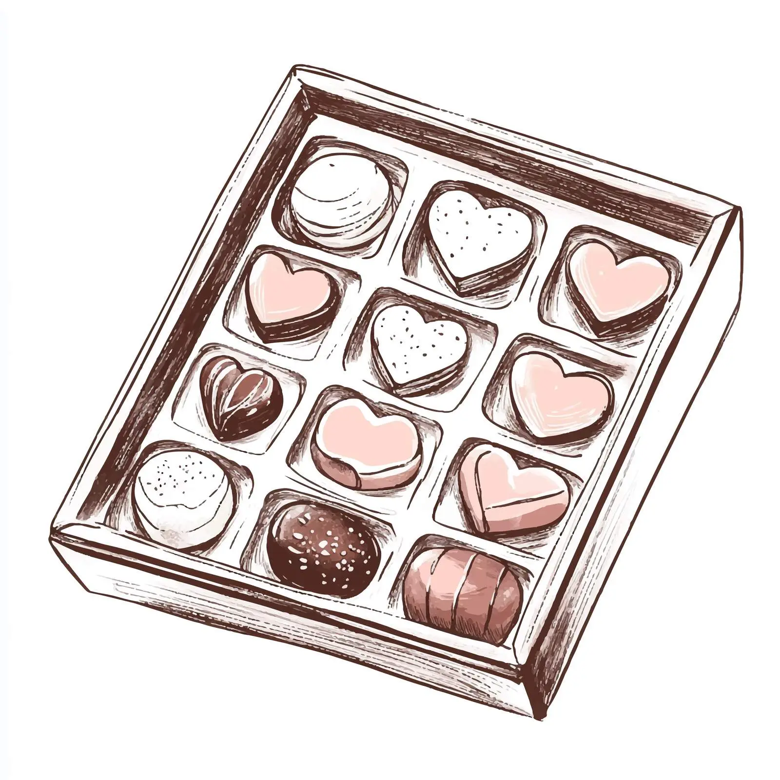 Hand-Drawn Chocolate Sweets Box Illustration — free download from Dotvec