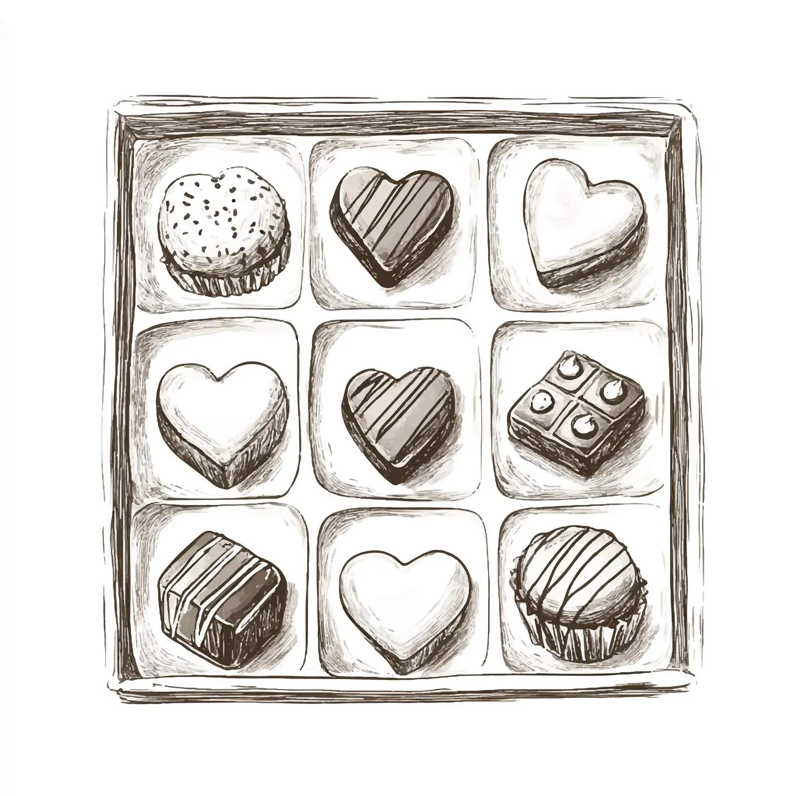 Hand-Drawn Sketch of Chocolate Sweets Box — free download from Dotvec