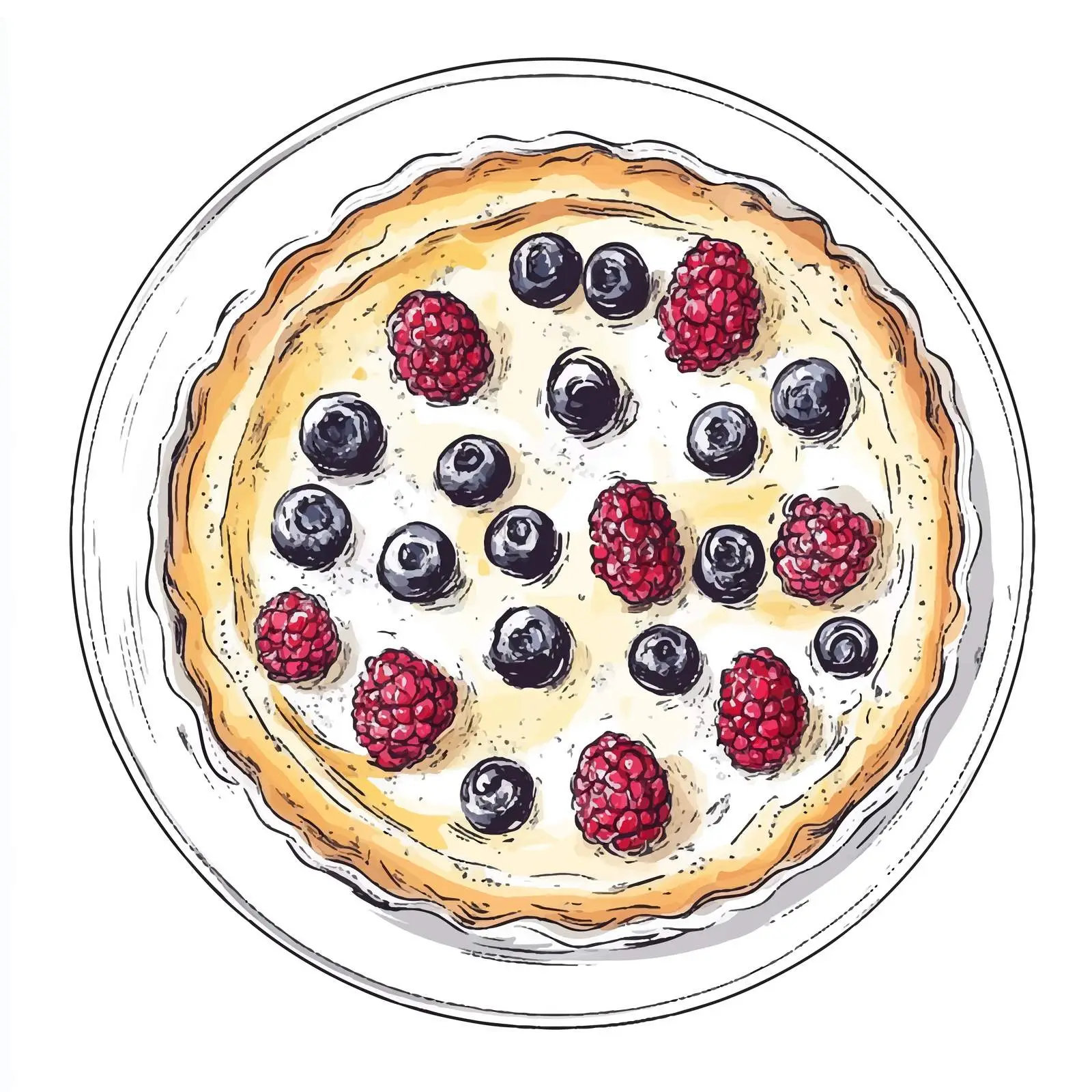 Hand-Drawn Clafoutis Sketch on White Background — free download from Dotvec
