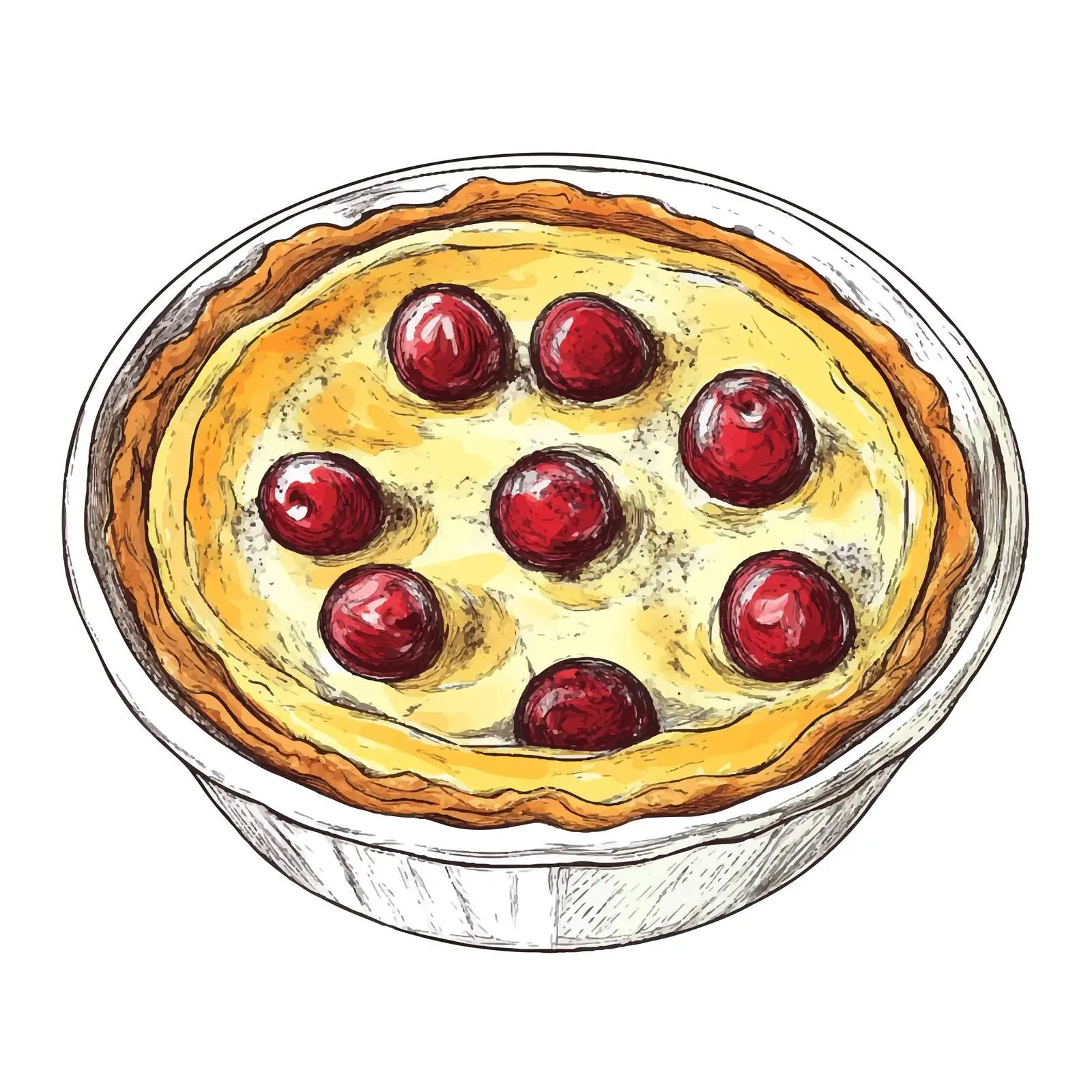 Hand-Drawn Clafoutis Sketch on White Background — free download from Dotvec
