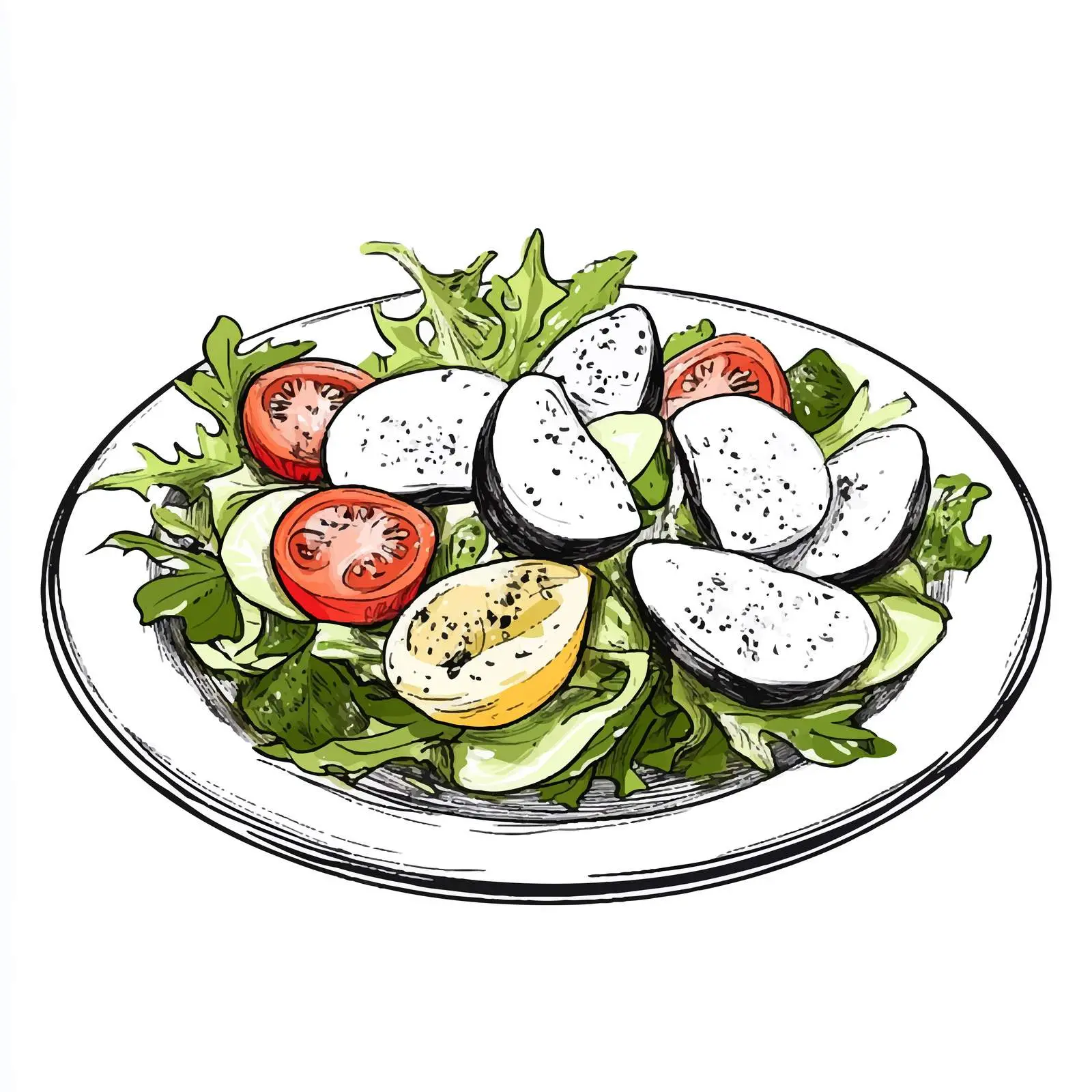 Hand-Drawn Classic French Nicoise Salad Sketch – free culinary traditions image from Dotvec