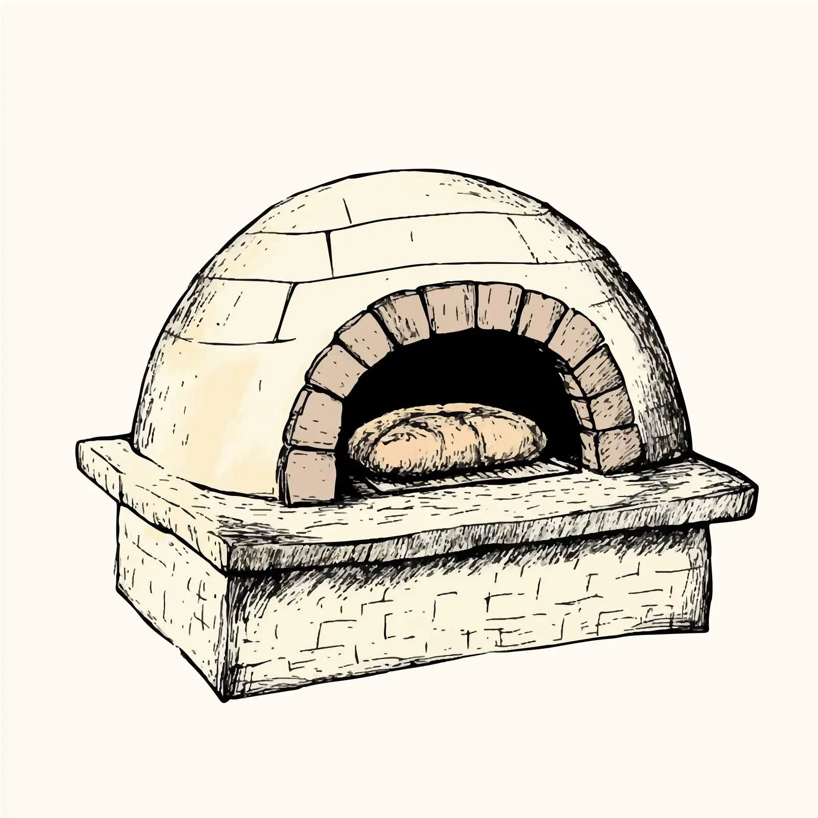 Hand-Drawn Clay Oven Sketch for Baking Bread – free culinary heritage image from Dotvec