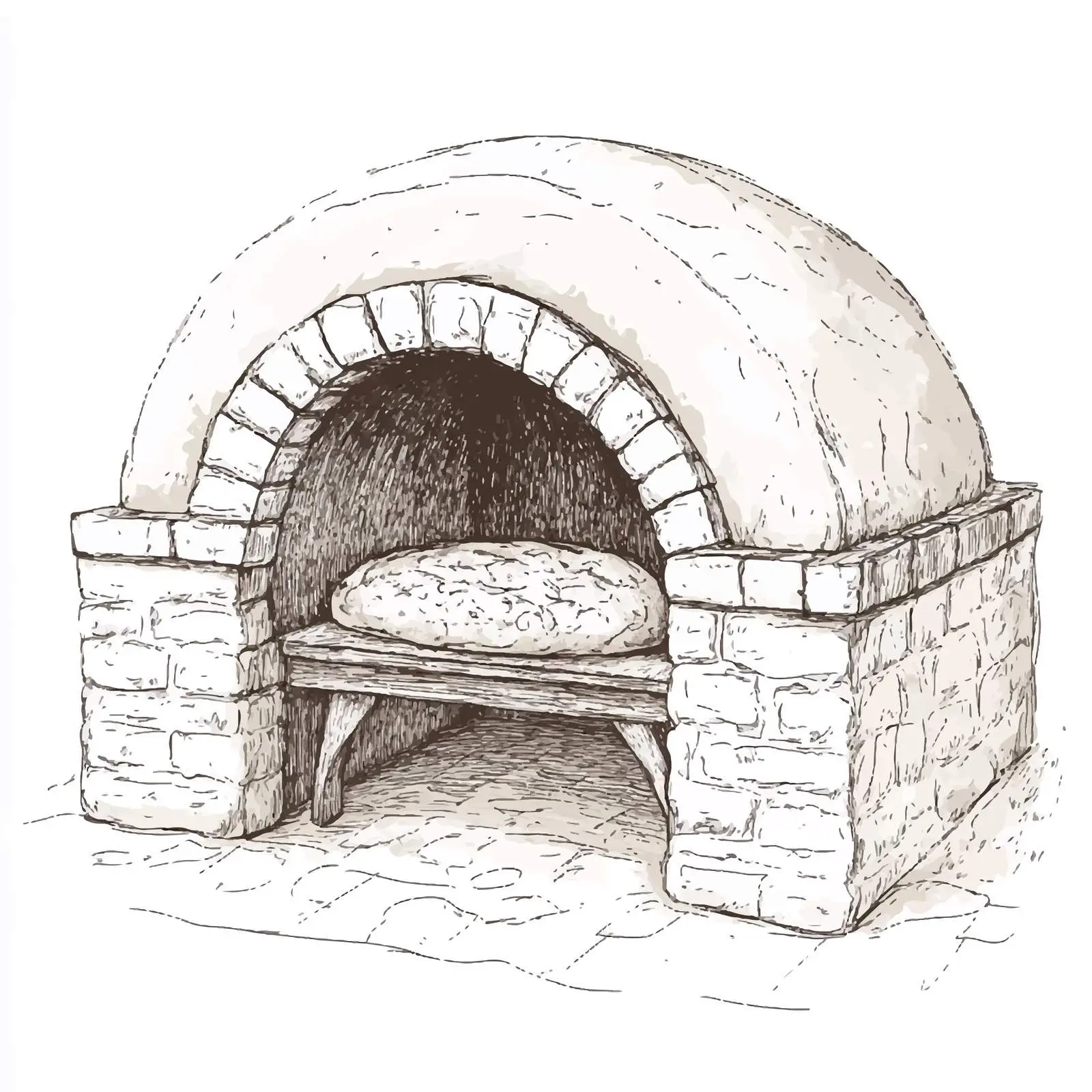 Hand-Drawn Clay Oven Sketch for Tandir Bread — free download from Dotvec
