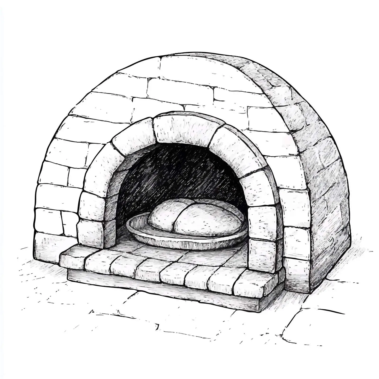 Hand-Drawn Clay Oven Sketch for Tandir Bread — free download from Dotvec