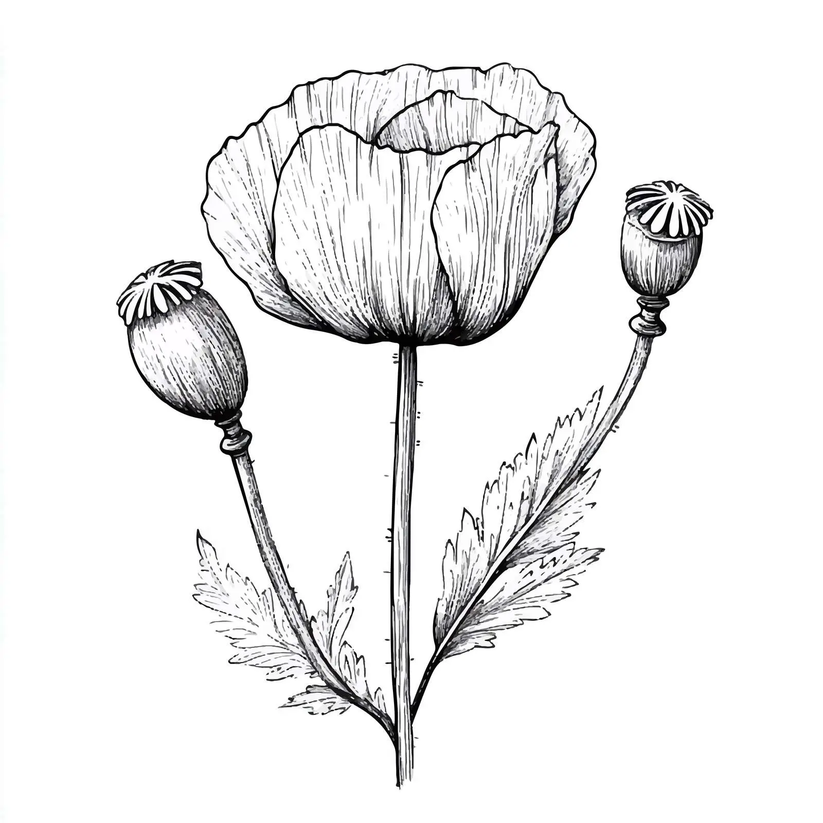 Hand-Drawn Closed Poppy Bud Illustration — free download from Dotvec
