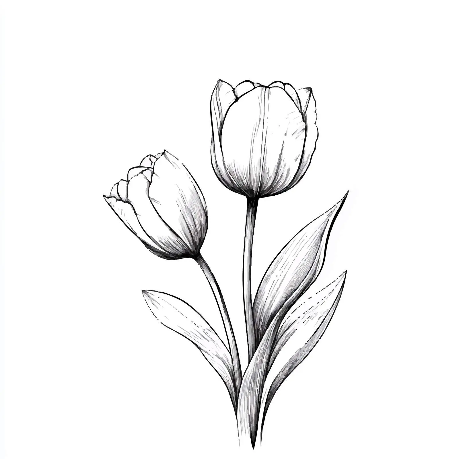 Hand Drawn Closed Tulip Flower Sketch — free download from Dotvec
