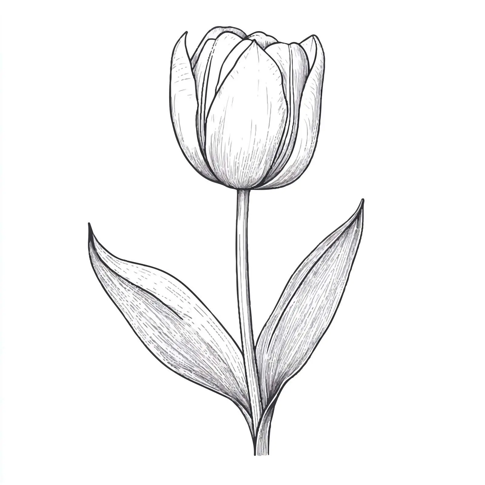 Hand-Drawn Closed Tulip Flower Sketch — free download from Dotvec
