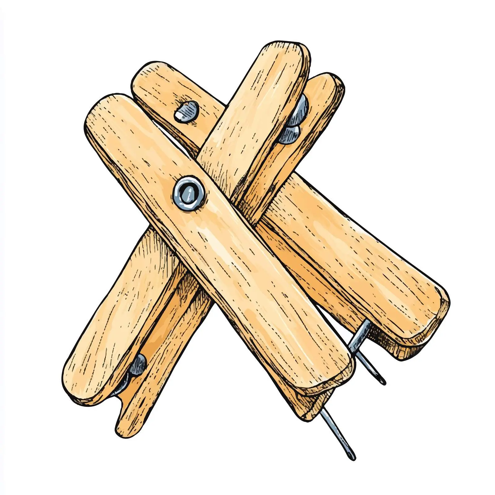 Hand-Drawn Clothespin Sketch on White Background — free download from Dotvec