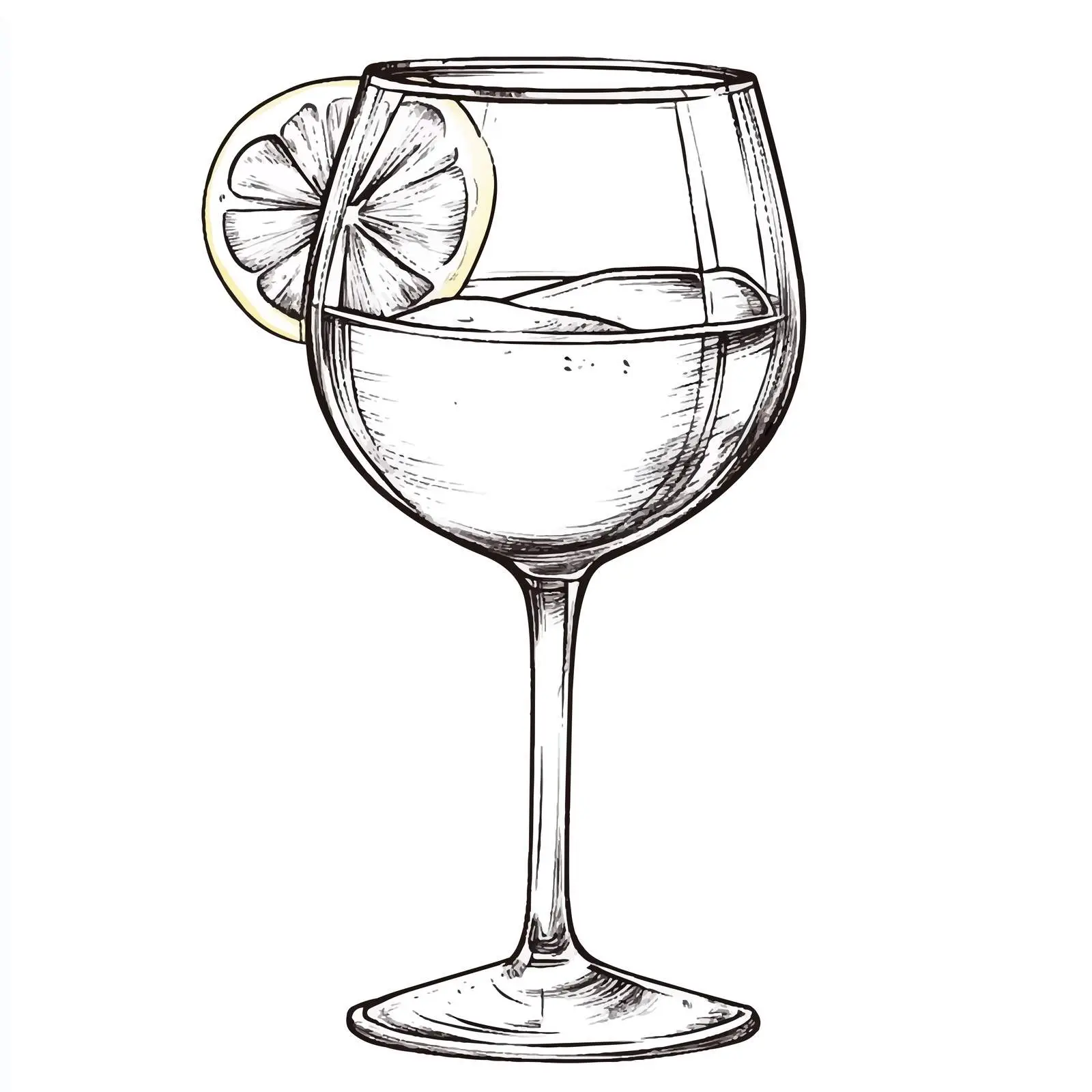 Hand-Drawn Cocktail in Balloon Wine Glass — free download from Dotvec