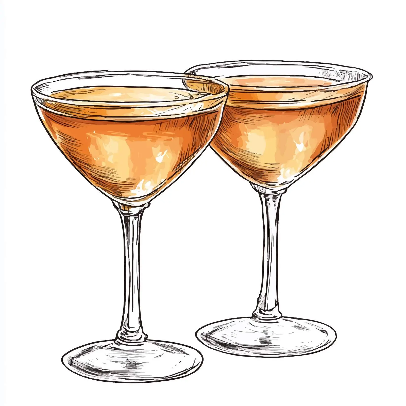 Hand-Drawn Cocktail Sketch in Champagne Saucer — free download from Dotvec
