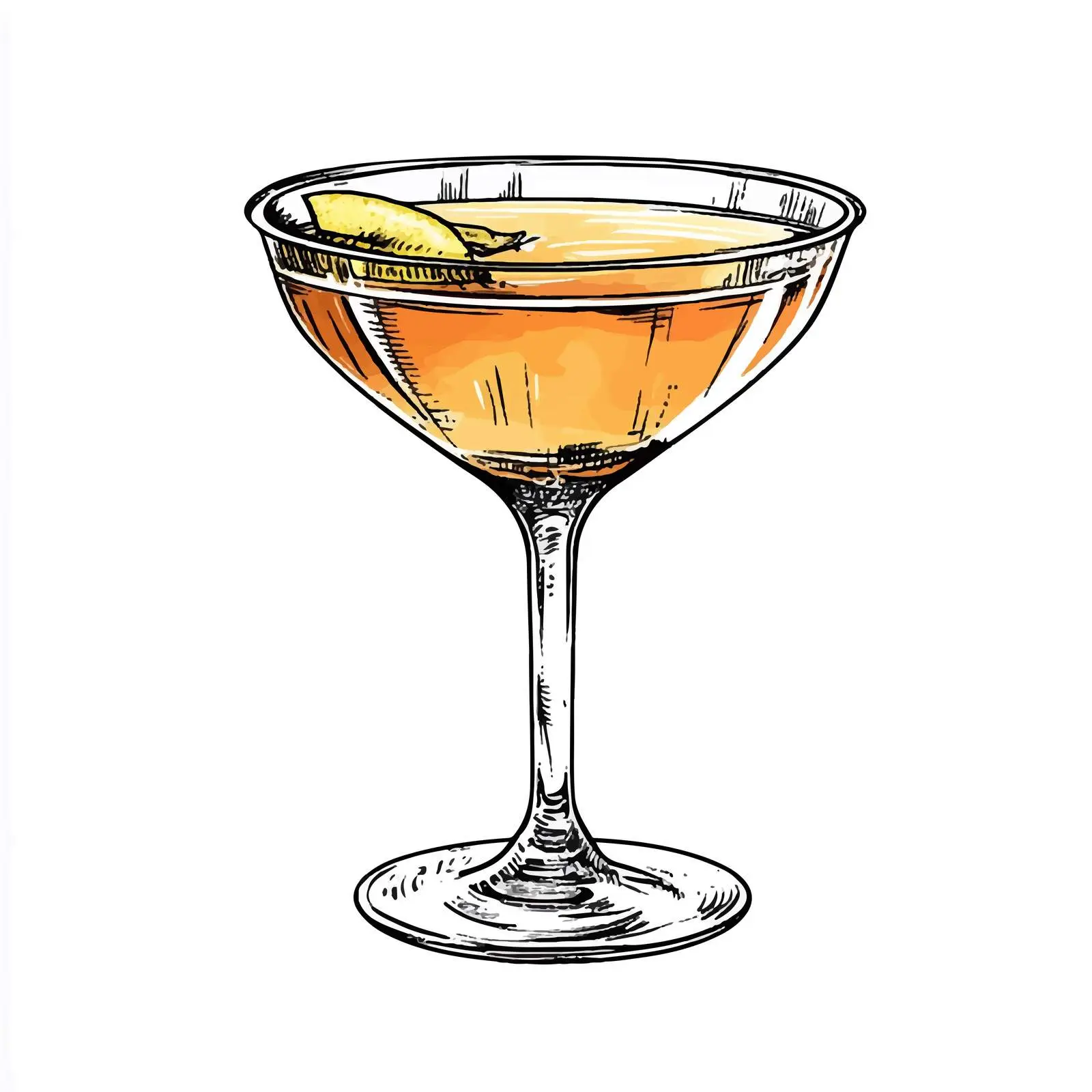 Hand-Drawn Cocktail Drink in Champagne Saucer — free download from Dotvec