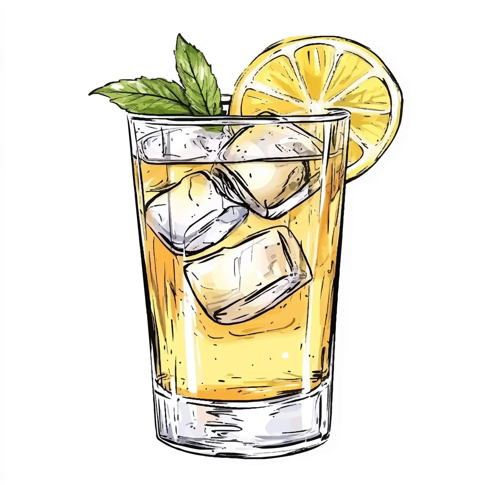 Hand-Drawn Cocktail in Highball Glass Vector – free colorful drink image from Dotvec