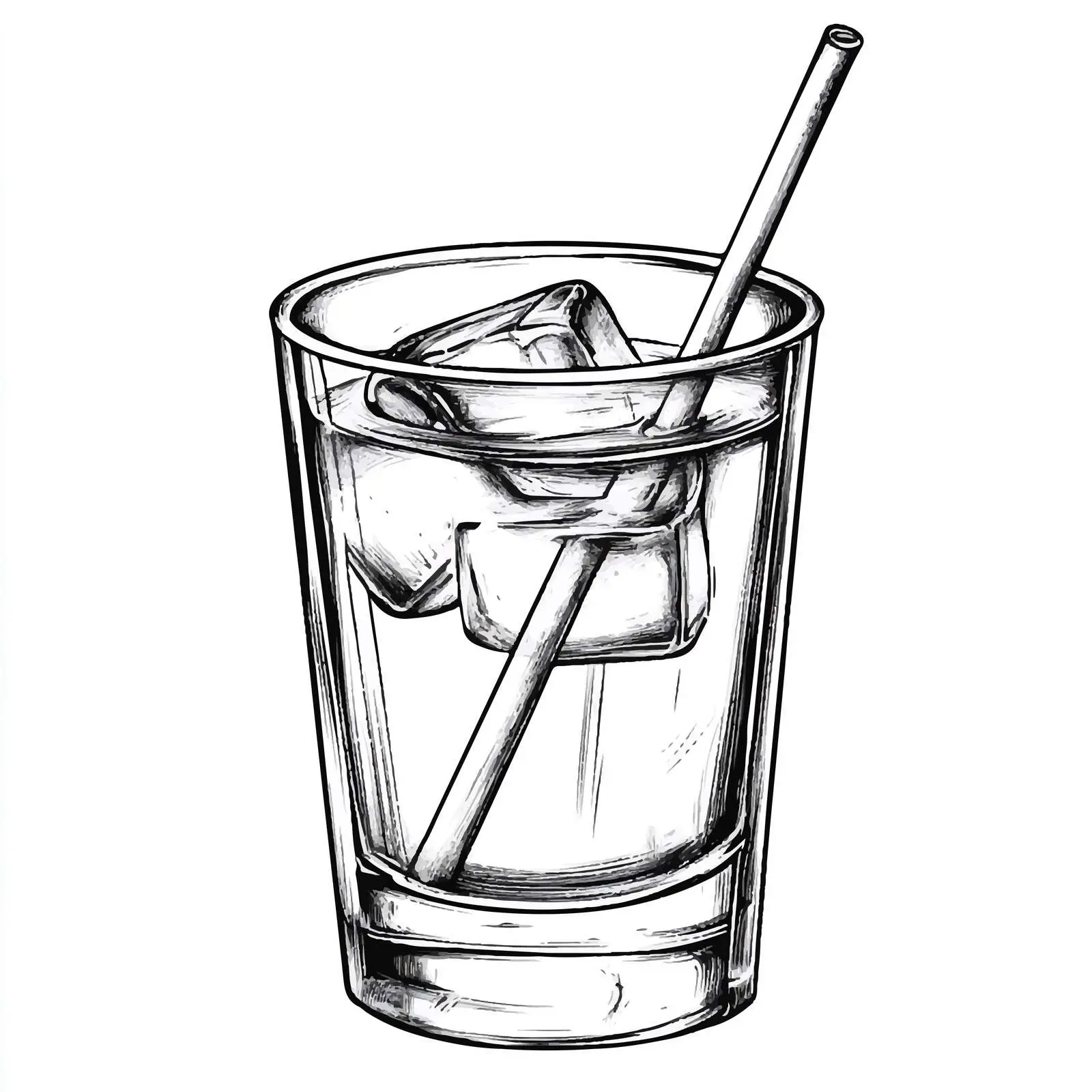 Hand-Drawn Cocktail Drink Sketch in Rocks Glass — free download from Dotvec