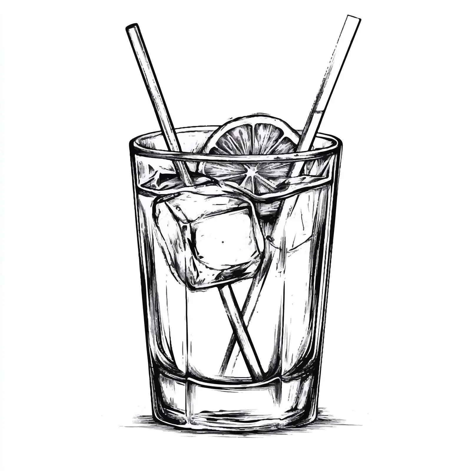 Hand-Drawn Cocktail Drink in Rocks Glass — free download from Dotvec