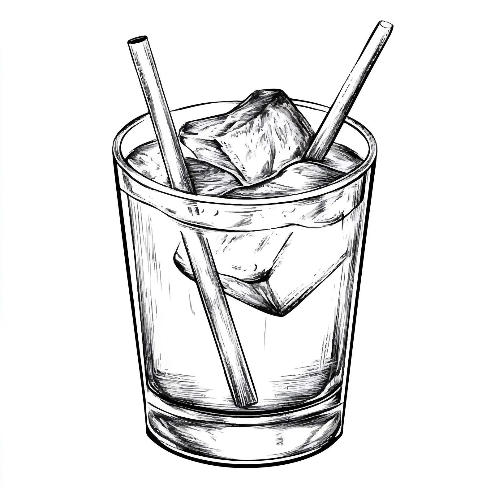 Hand-Drawn Cocktail Drink in Rocks Glass — free download from Dotvec
