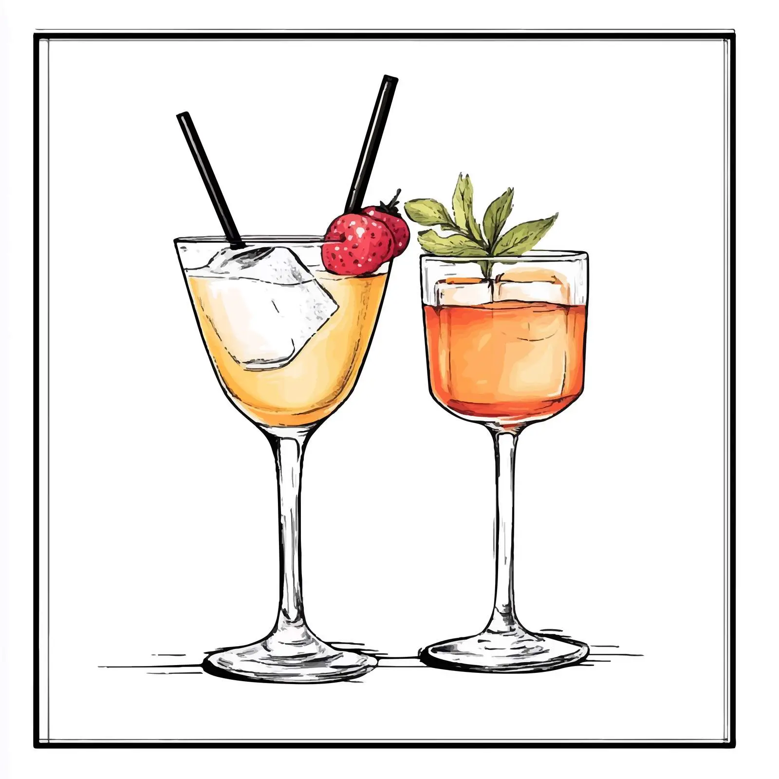 Hand-Drawn Cocktail Drink in Shot Glass — free download from Dotvec
