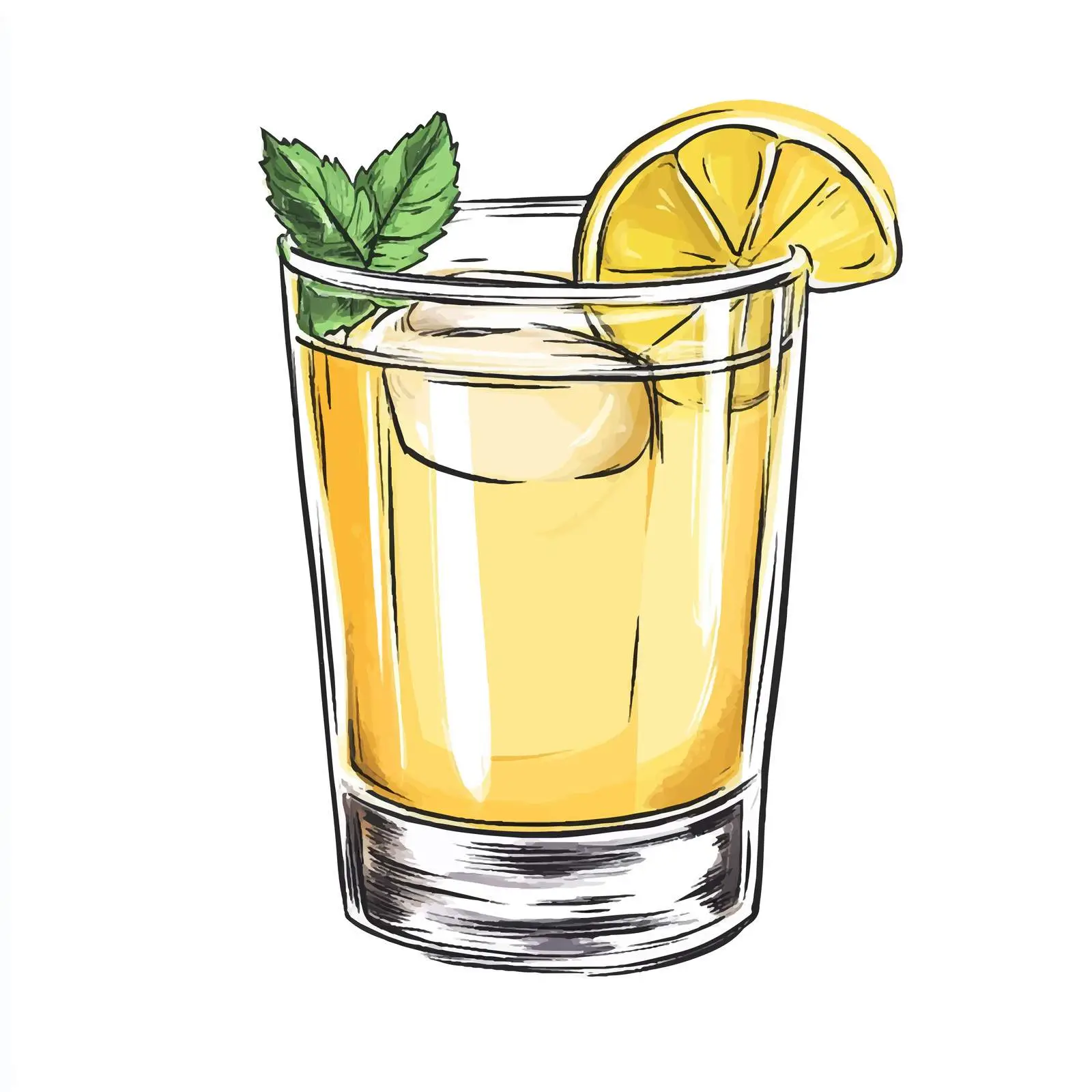 Hand-Drawn Cocktail Drink Sketch in Shot Glass — free download from Dotvec