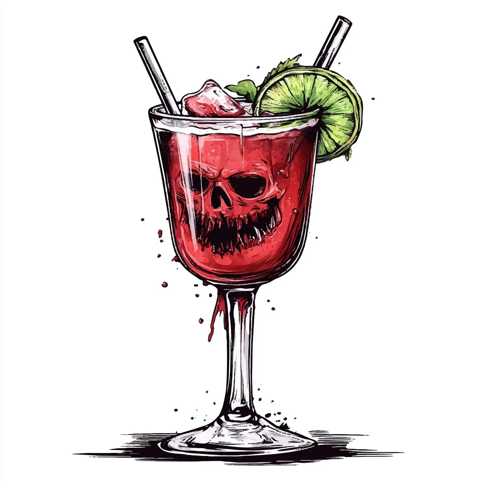 Hand-Drawn Zombie Cocktail in a Glass — free download from Dotvec