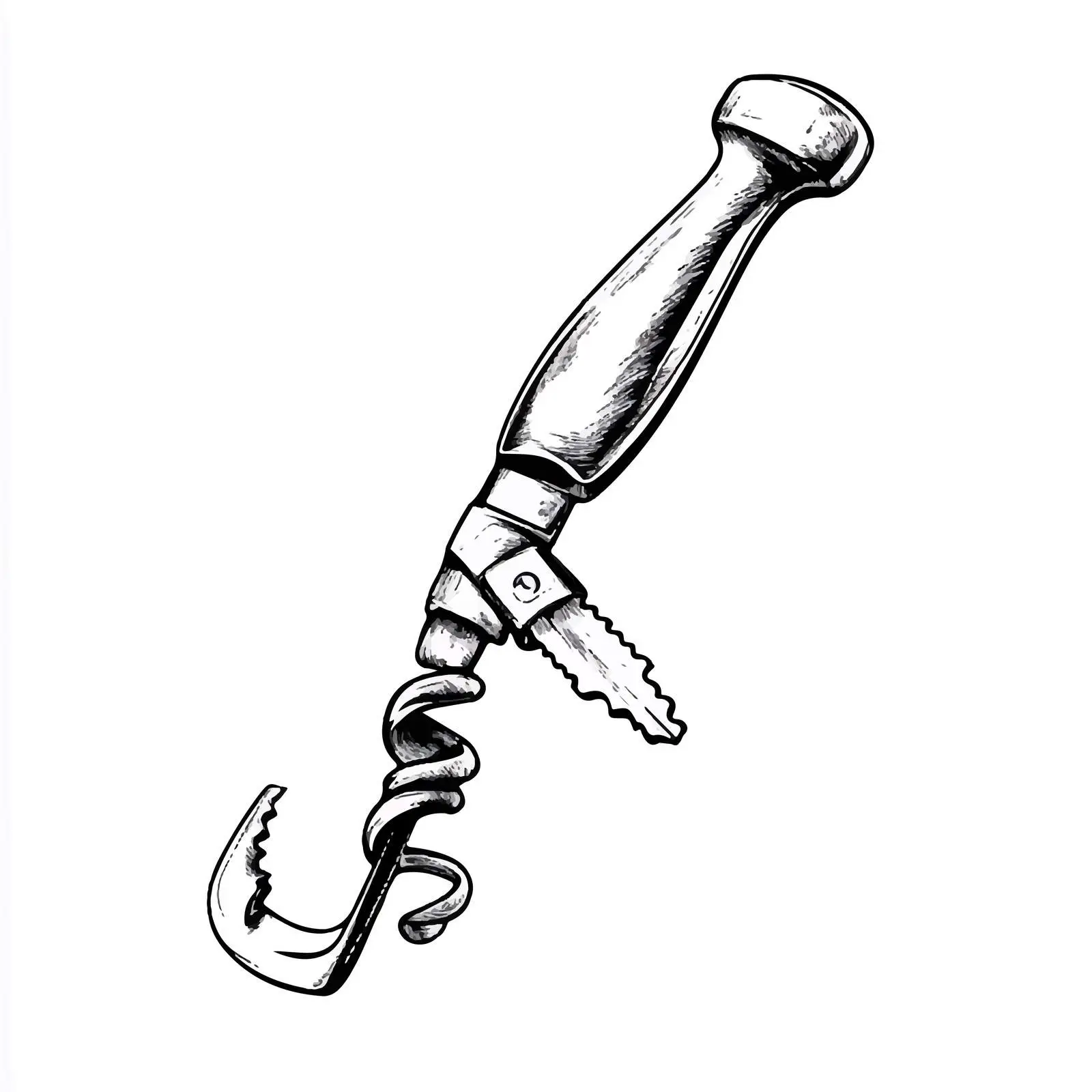 Hand-Drawn Corkscrew Sommelier Knife Illustration — free download from Dotvec
