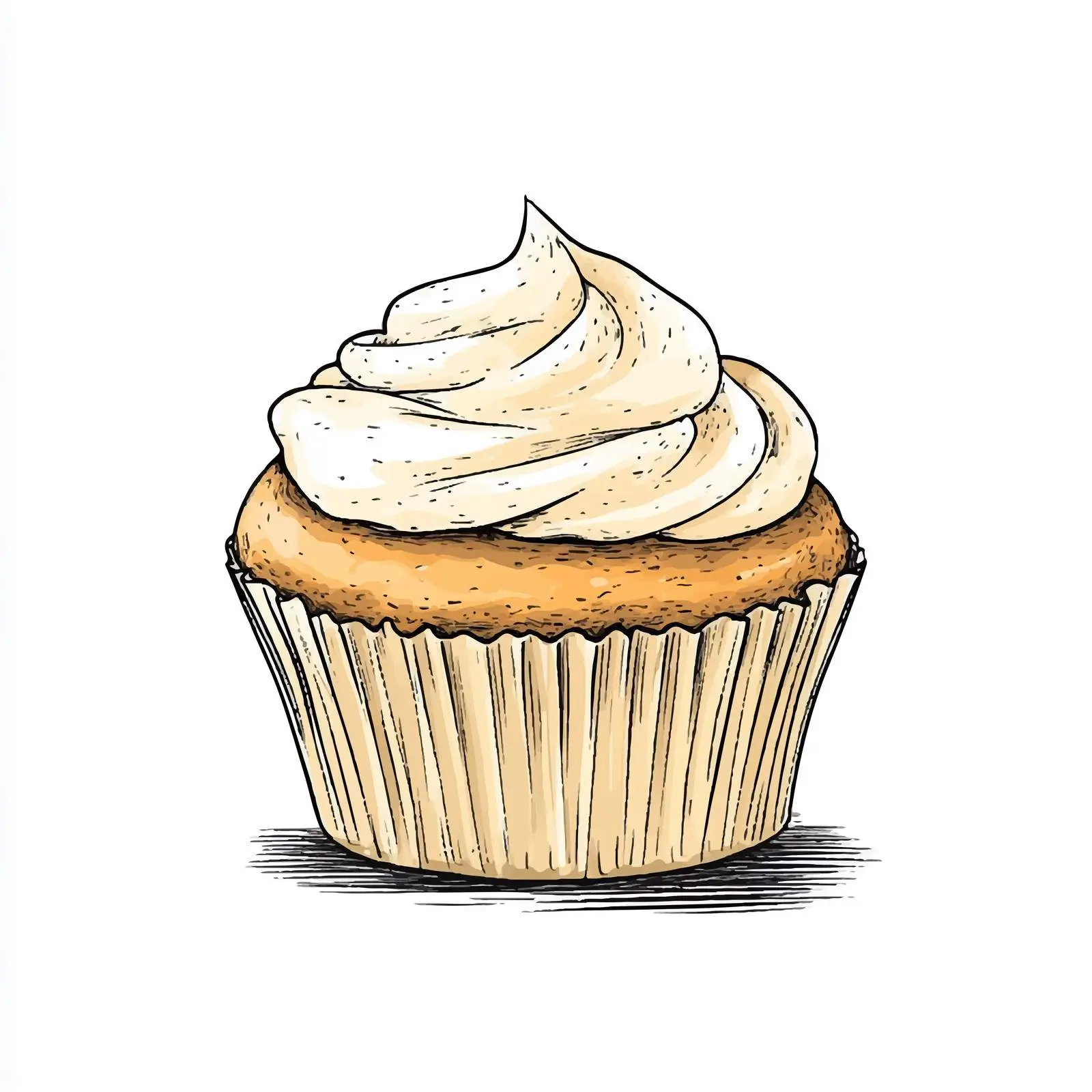 Hand-Drawn Creamy Muffin Sketch on White Background — free download from Dotvec