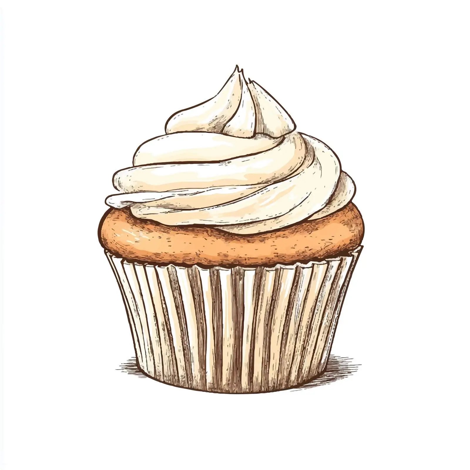 Hand-Drawn Creamy Muffin Sketch on White Background — free download from Dotvec