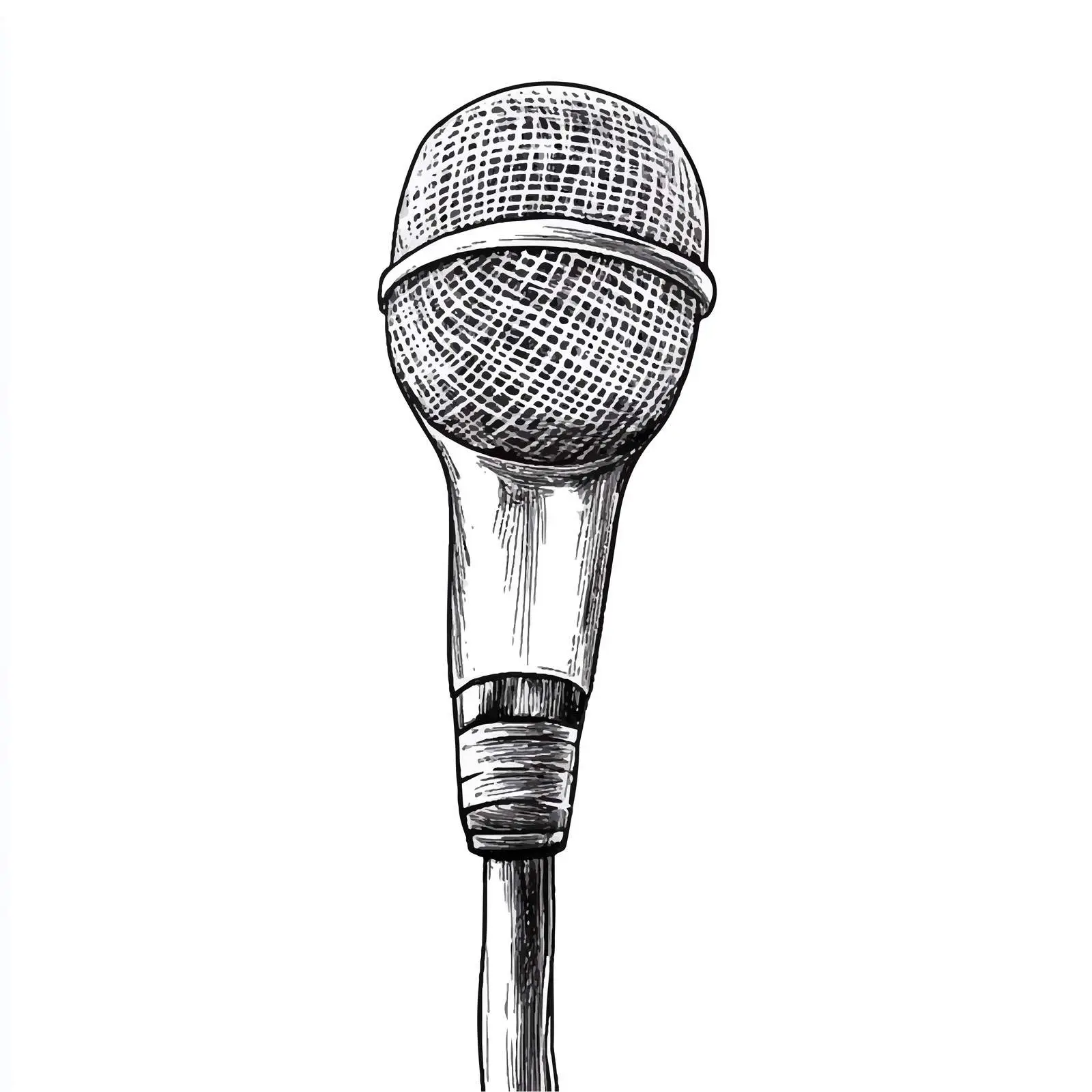 Hand-Drawn Crystal Microphone Sketch — free download from Dotvec