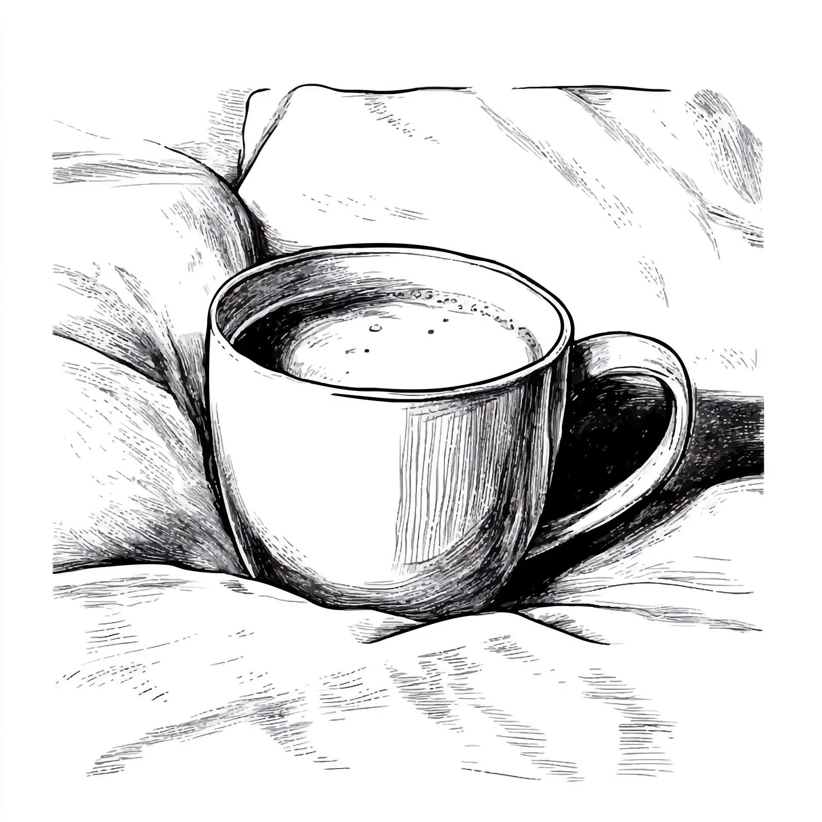 Hand-Drawn Tea Cup Sketch for Relaxation — free download from Dotvec