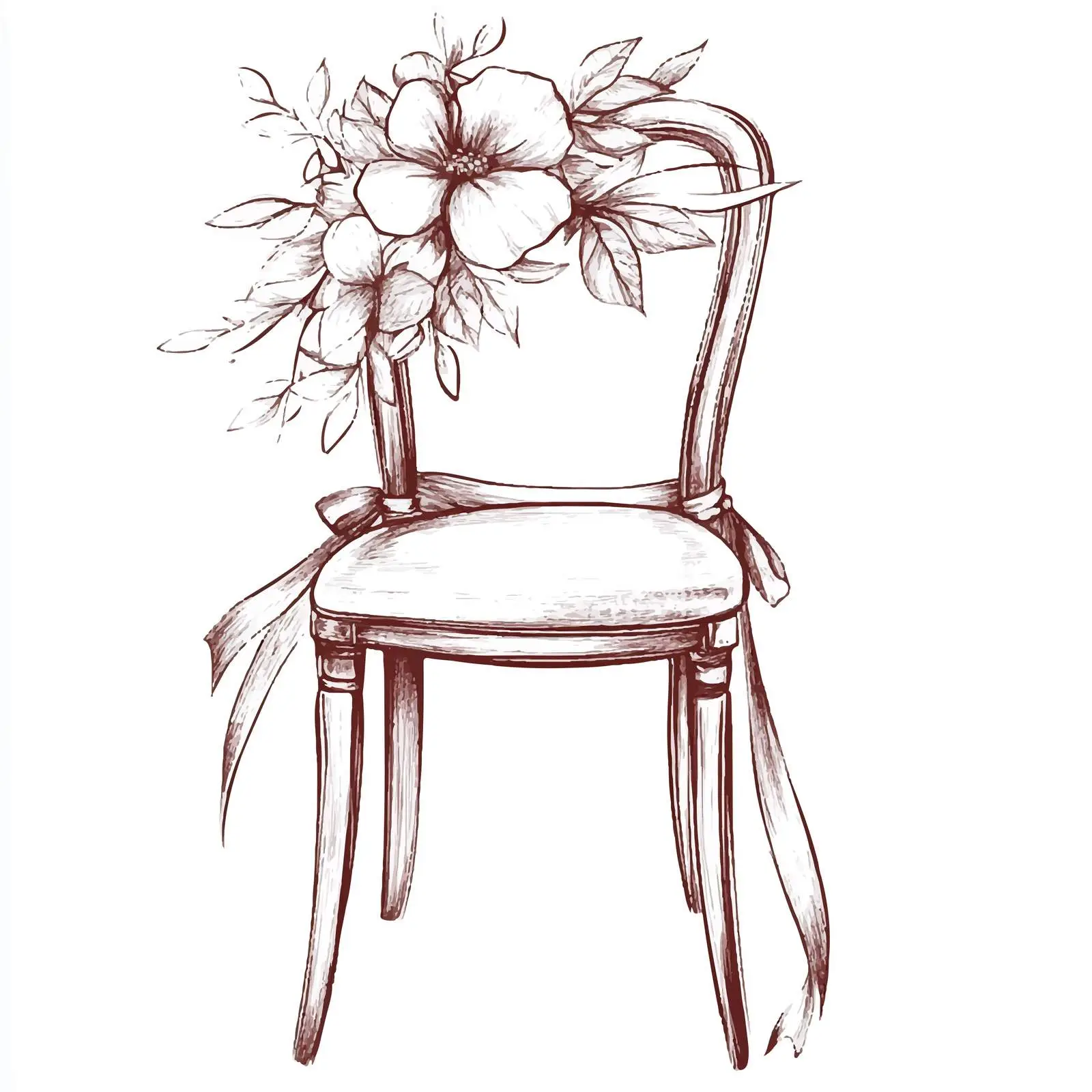 Decorative Hand-Drawn Wedding Chair Sketch — free download from Dotvec