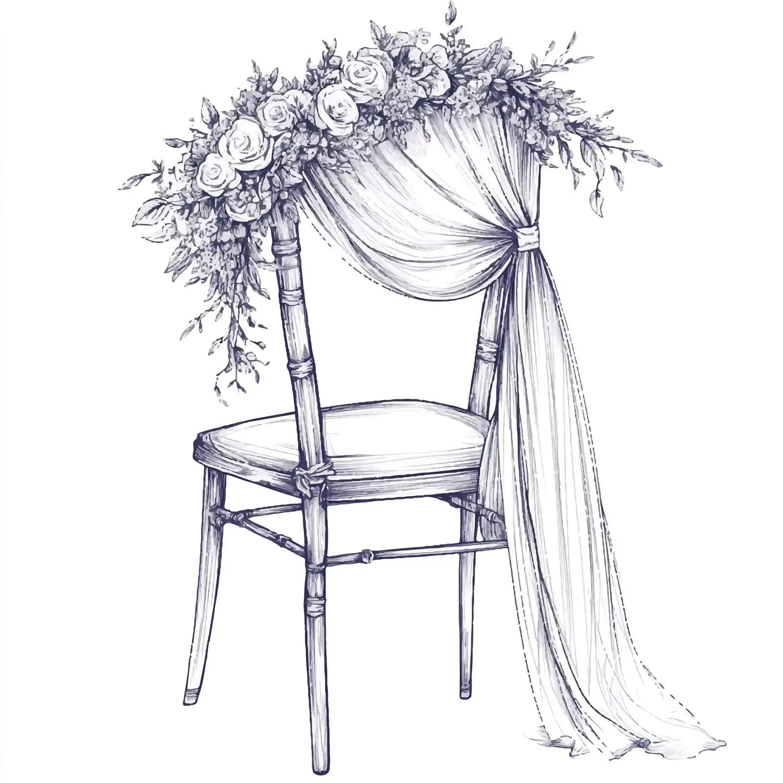 Hand-Drawn Wedding Chair Sketch on White Background — free download from Dotvec
