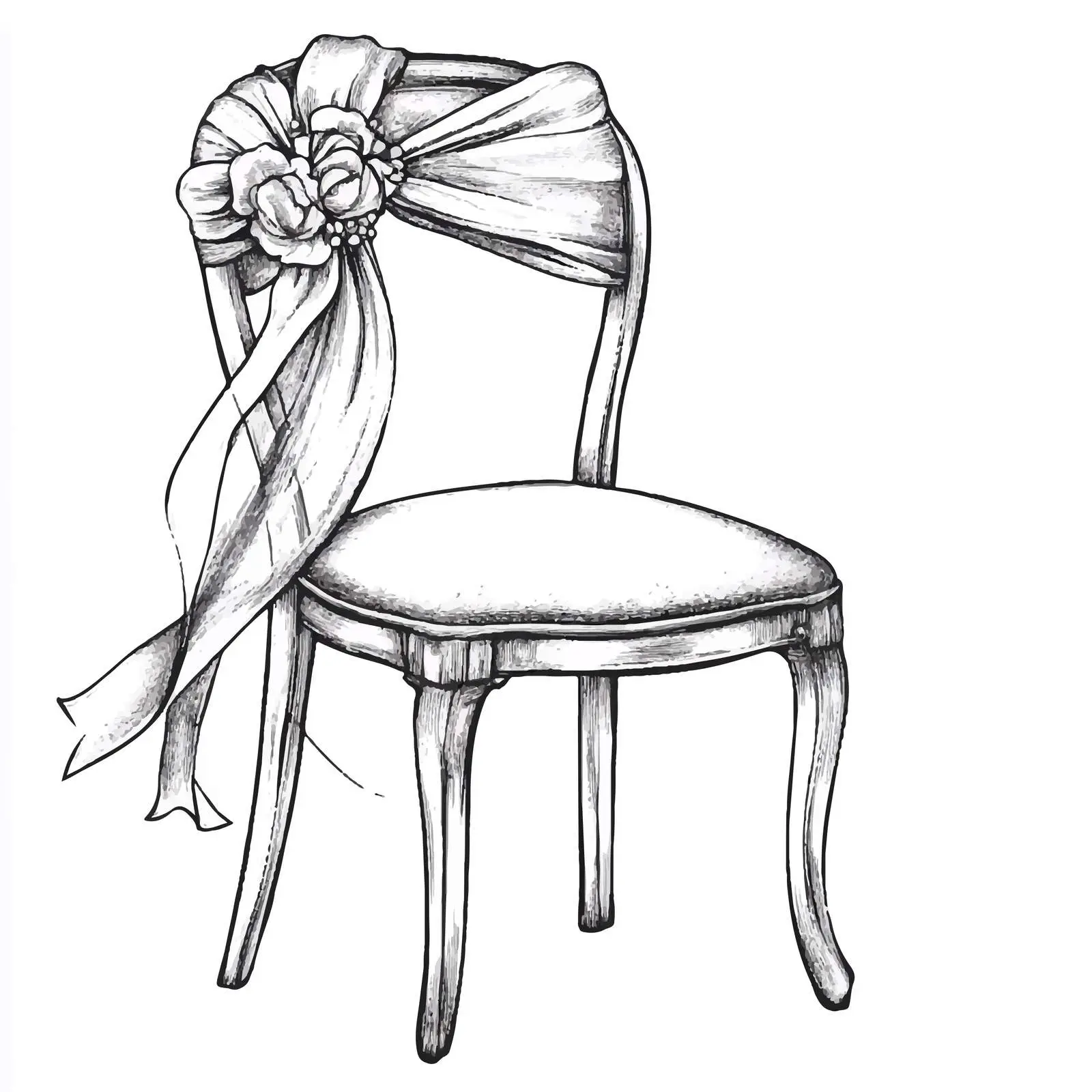 Hand-Drawn Decorated Wedding Chair Sketch — free download from Dotvec