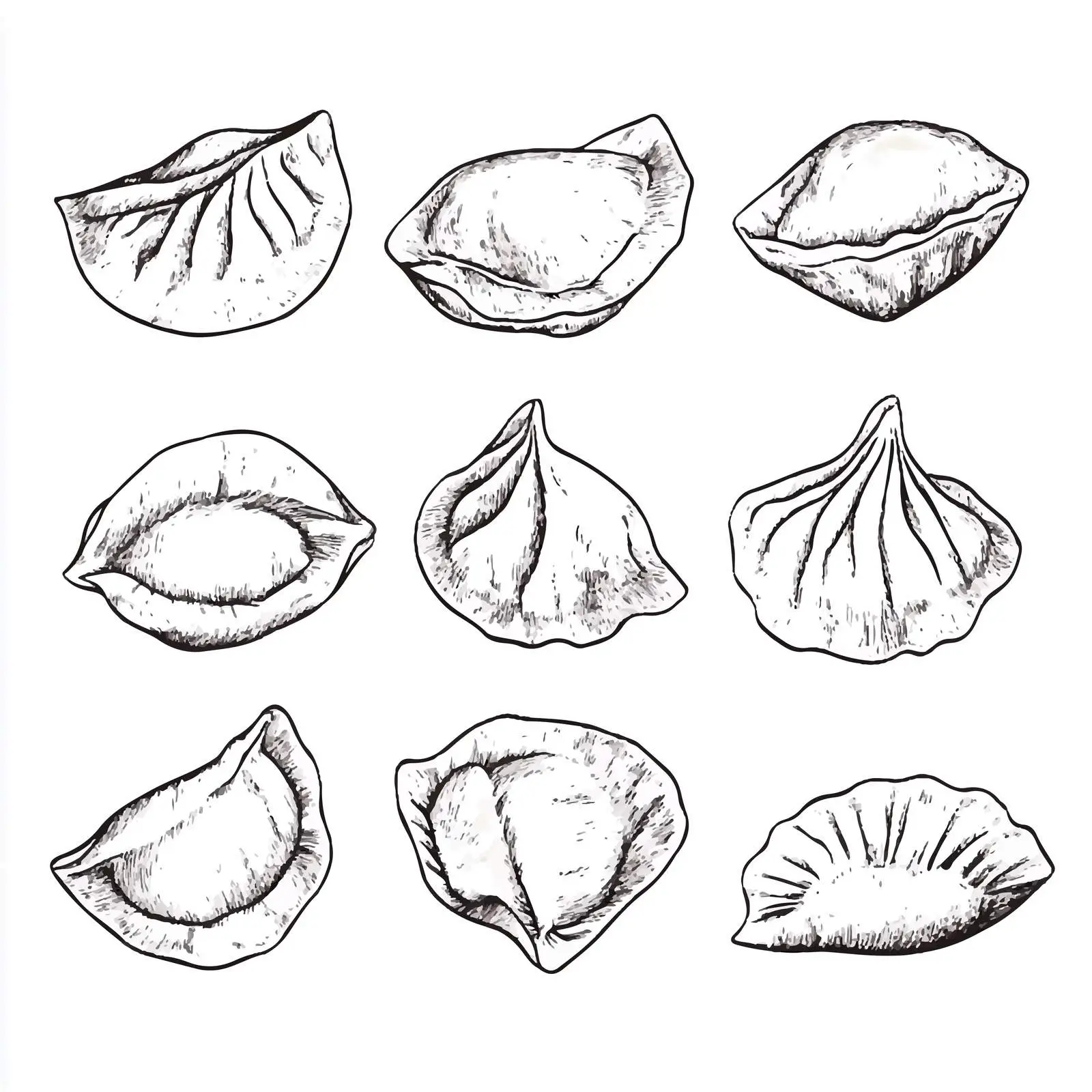 Hand-Drawn Dumpling Sketch on White Background — free download from Dotvec