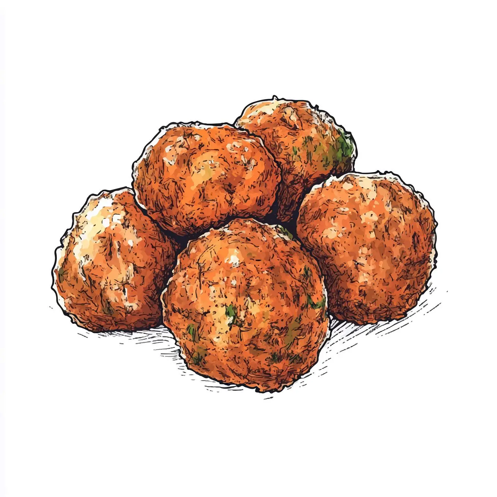 Hand-Drawn Dutch Bitterballen Meat Patties Sketch — free download from Dotvec