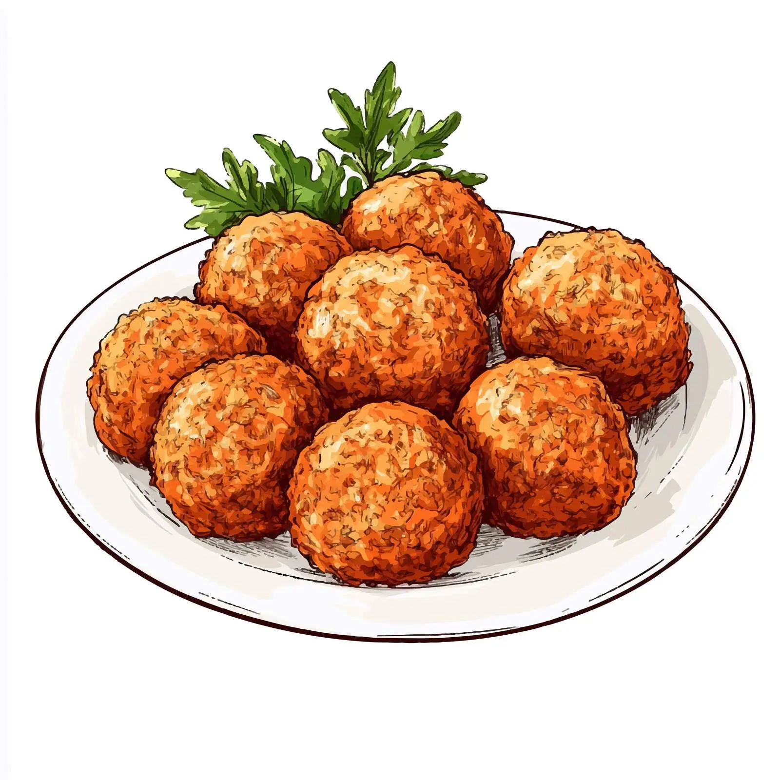 Hand-Drawn Dutch Bitterballen Meat Patties Sketch — free download from Dotvec