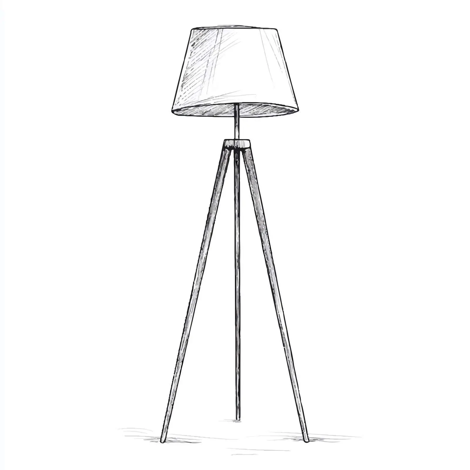 Hand Drawn Floor Lamp Sketch on White Background — free download from Dotvec