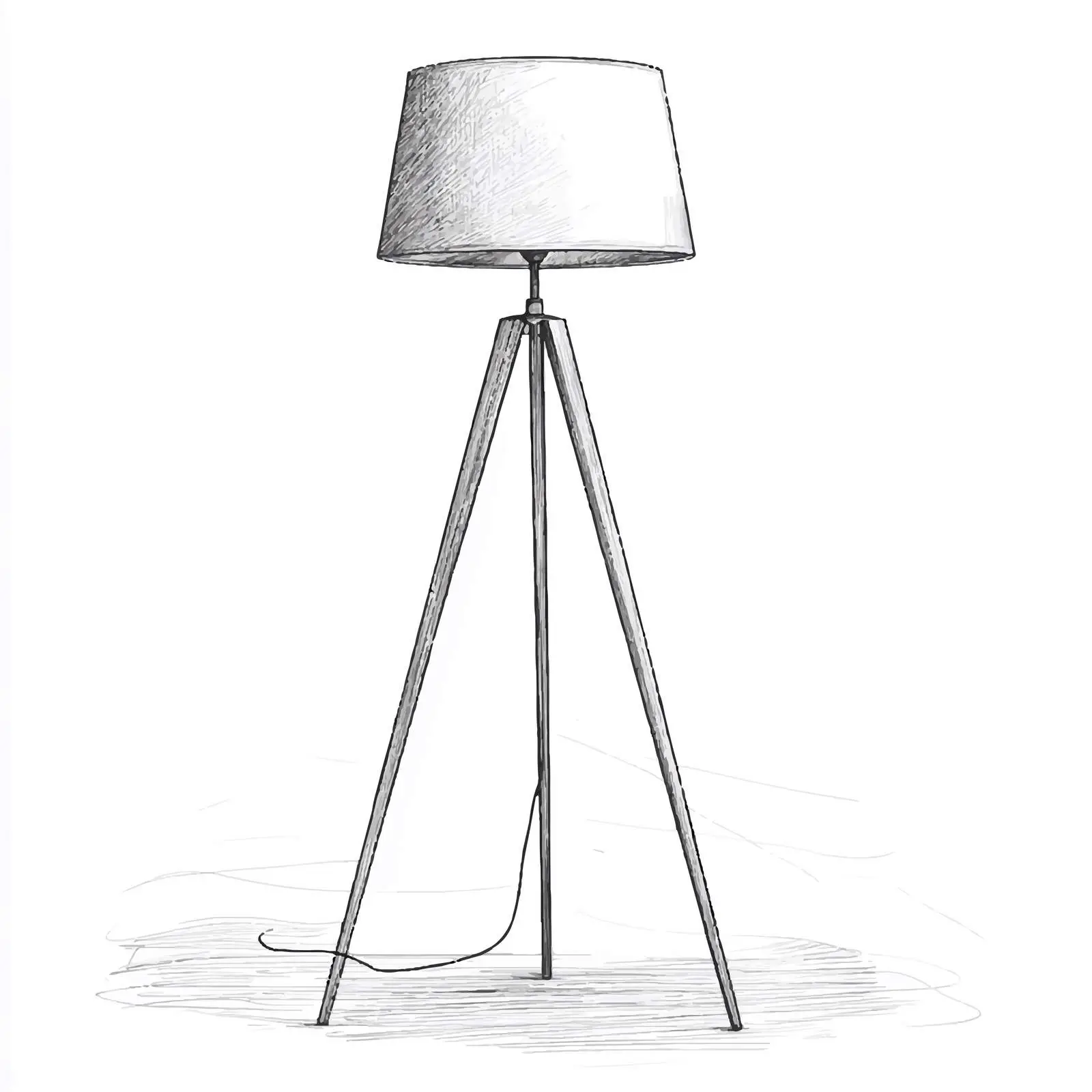Hand-Drawn Floor Lamp Sketch on White Background — free download from Dotvec